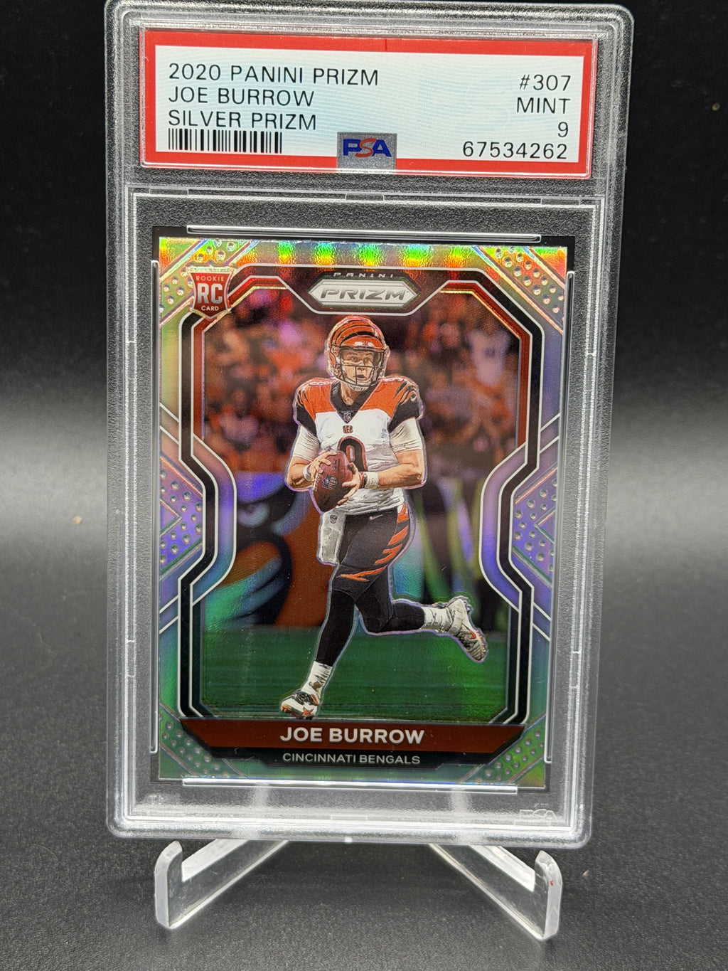 2020 Panini Prizm #307 Joe Burrow Rookie RC Silver Prizm PSA 9