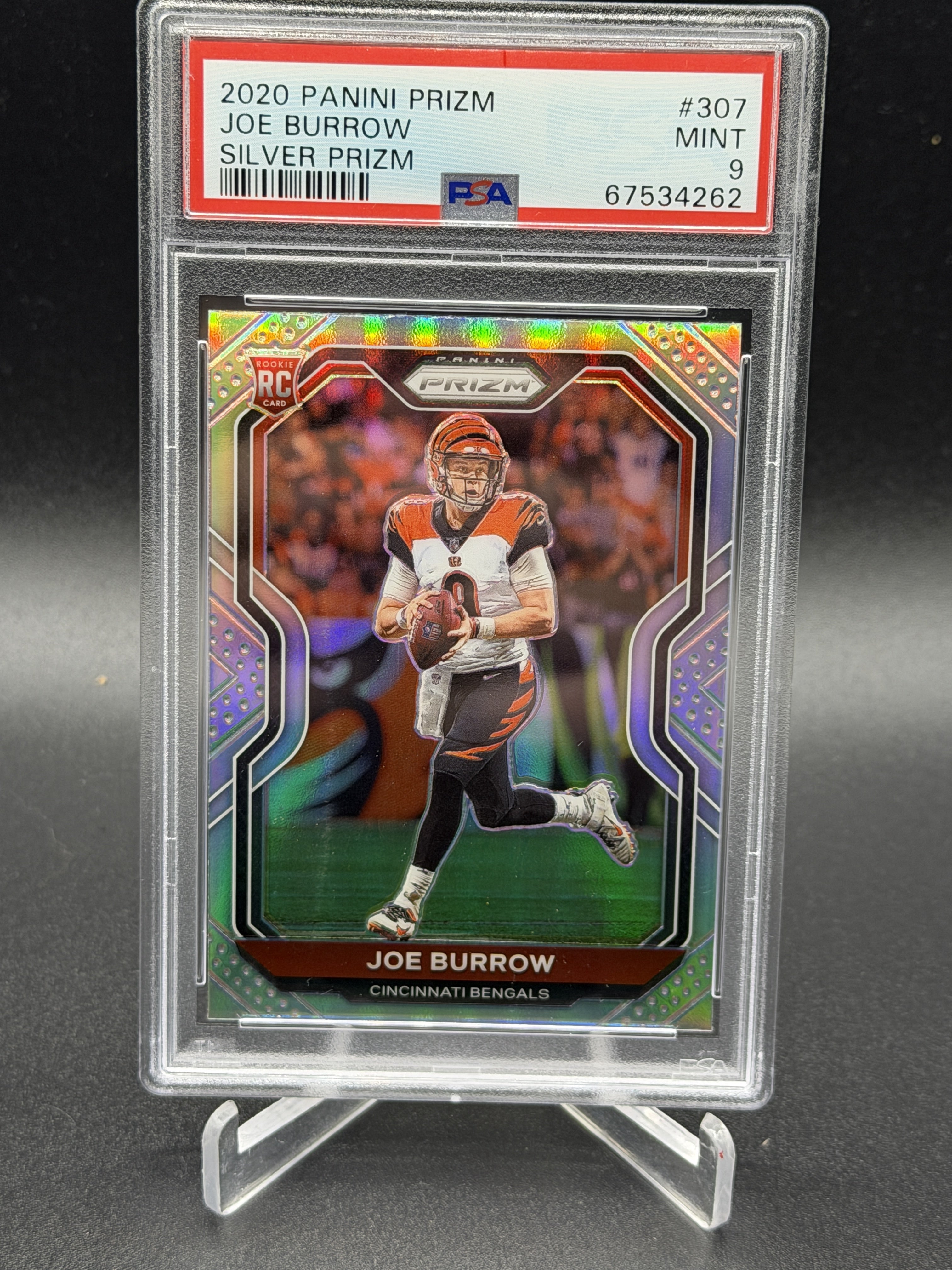 2020 Panini Prizm #307 Joe Burrow Rookie RC Silver Prizm PSA 9