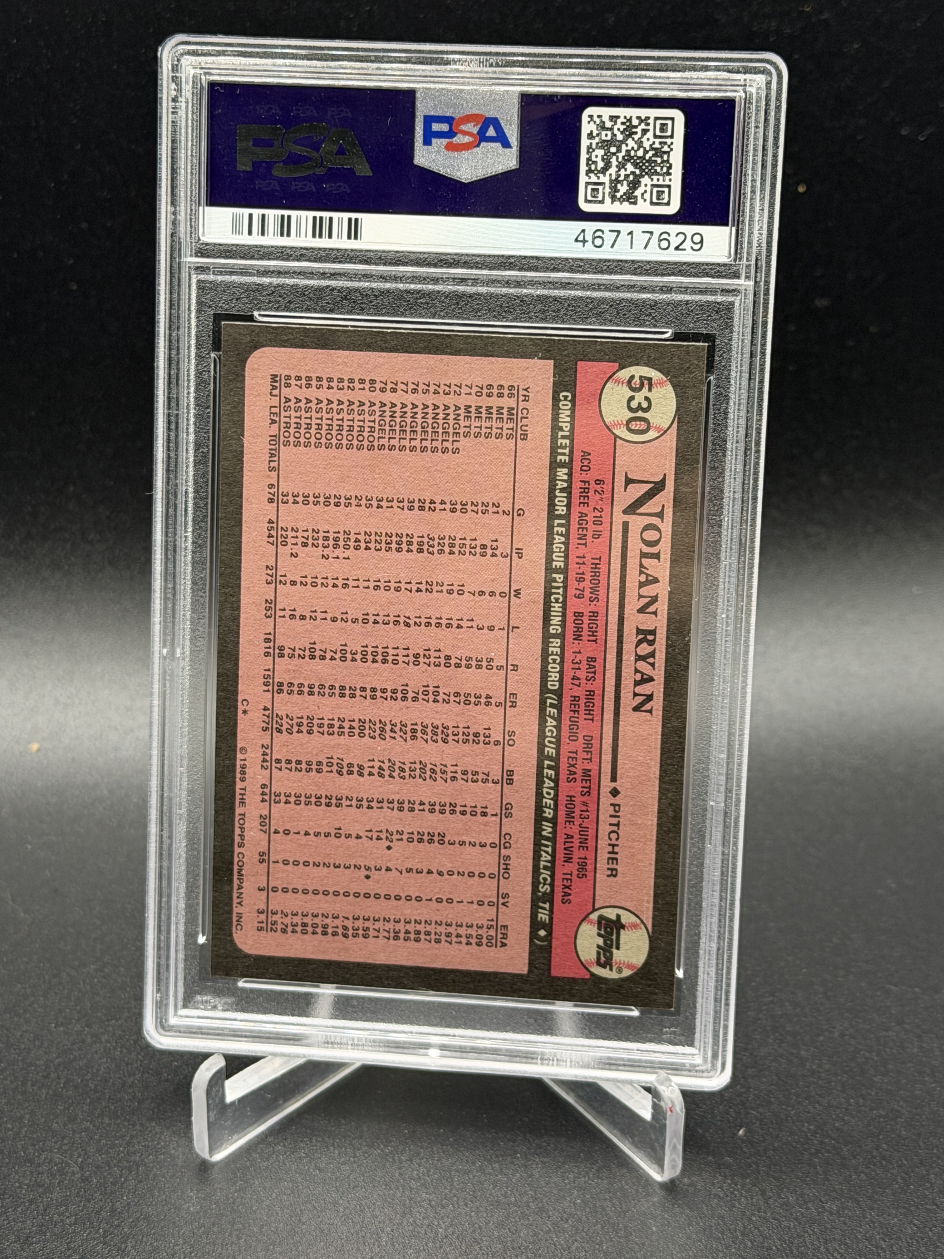 1989 Topps #530 Nolan Ryan PSA 10