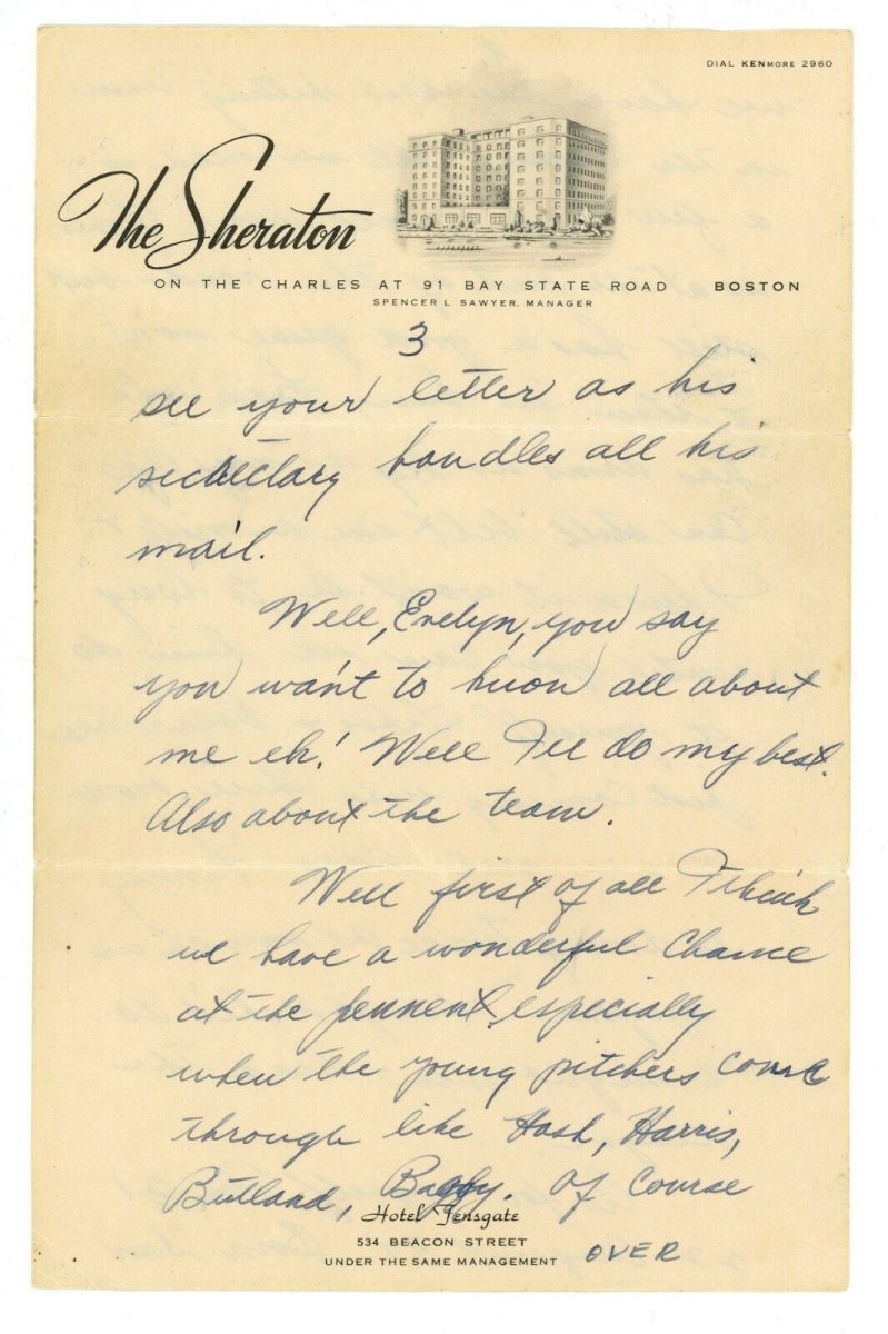 Ted Williams Signed 1940 Handwritten Signed Letter to Mistress w/ Great Content