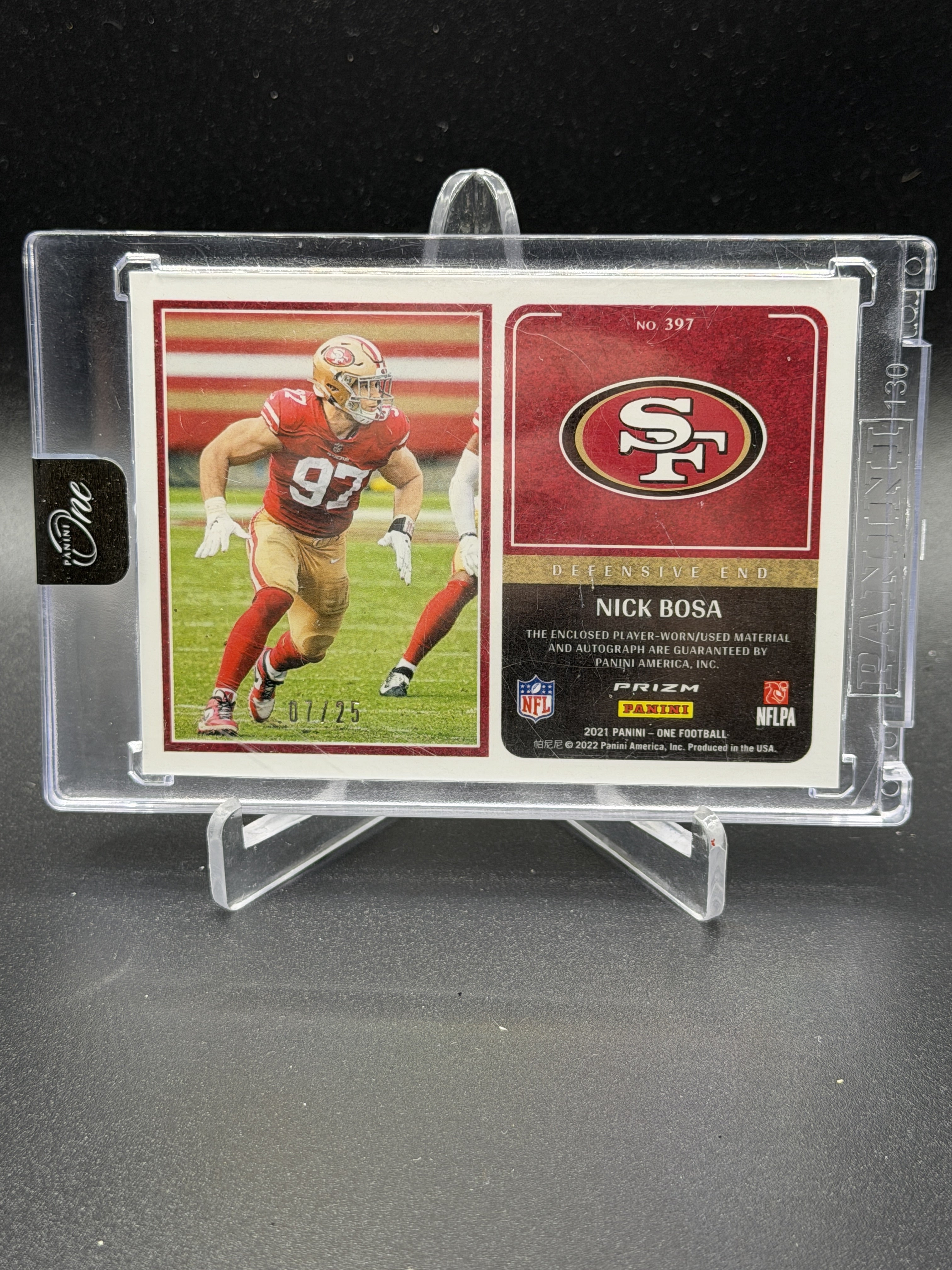 2022 Panini One #397 Nick Bosa Formula One Dual Patch Autographs Red #/25