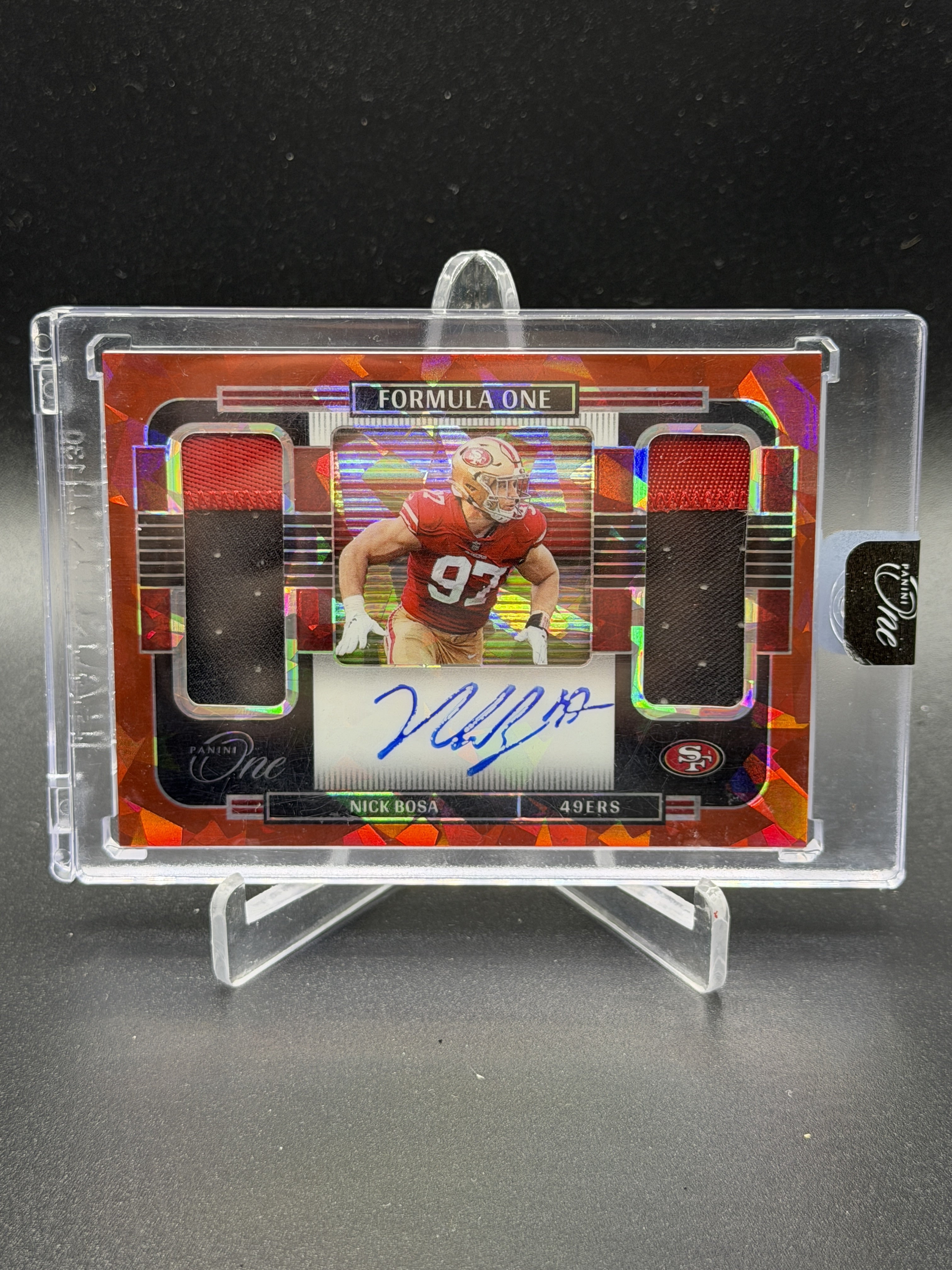 2022 Panini One #397 Nick Bosa Formula One Dual Patch Autographs Red #/25