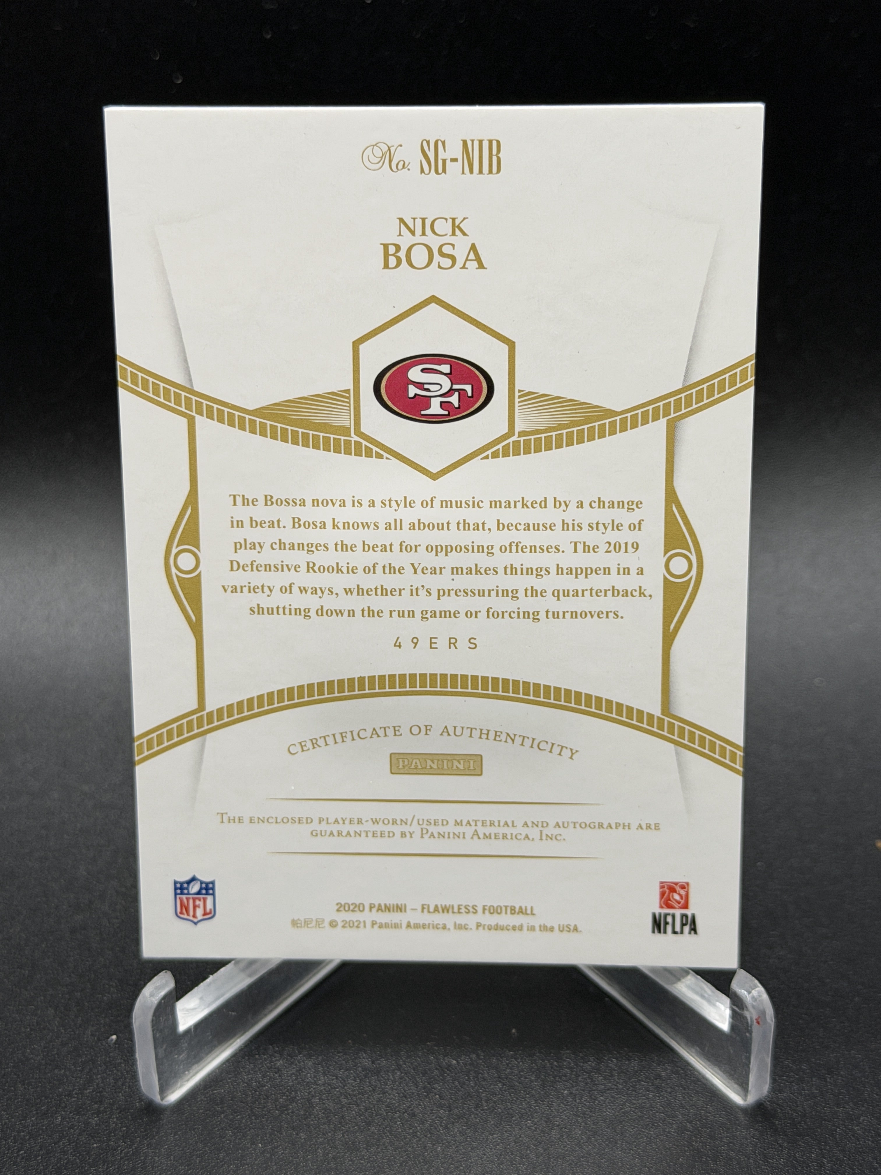 2020 Panini Flawless #SG-NIB Nick Bosa Signature Gloves #/25
