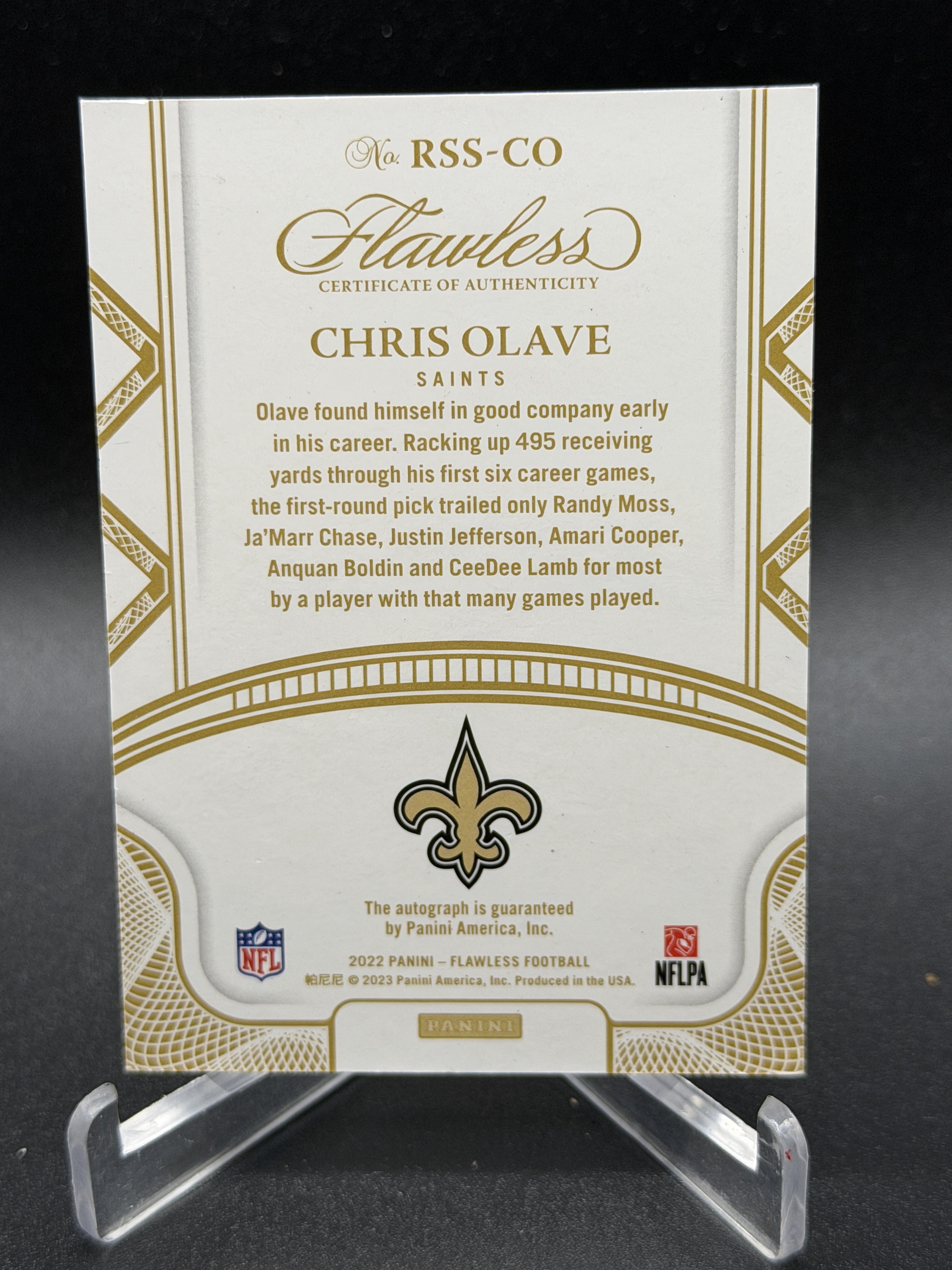 2022 Panini Flawless #RSS-CO Chris Olave Rookie Shadow Signatures Ruby #/10