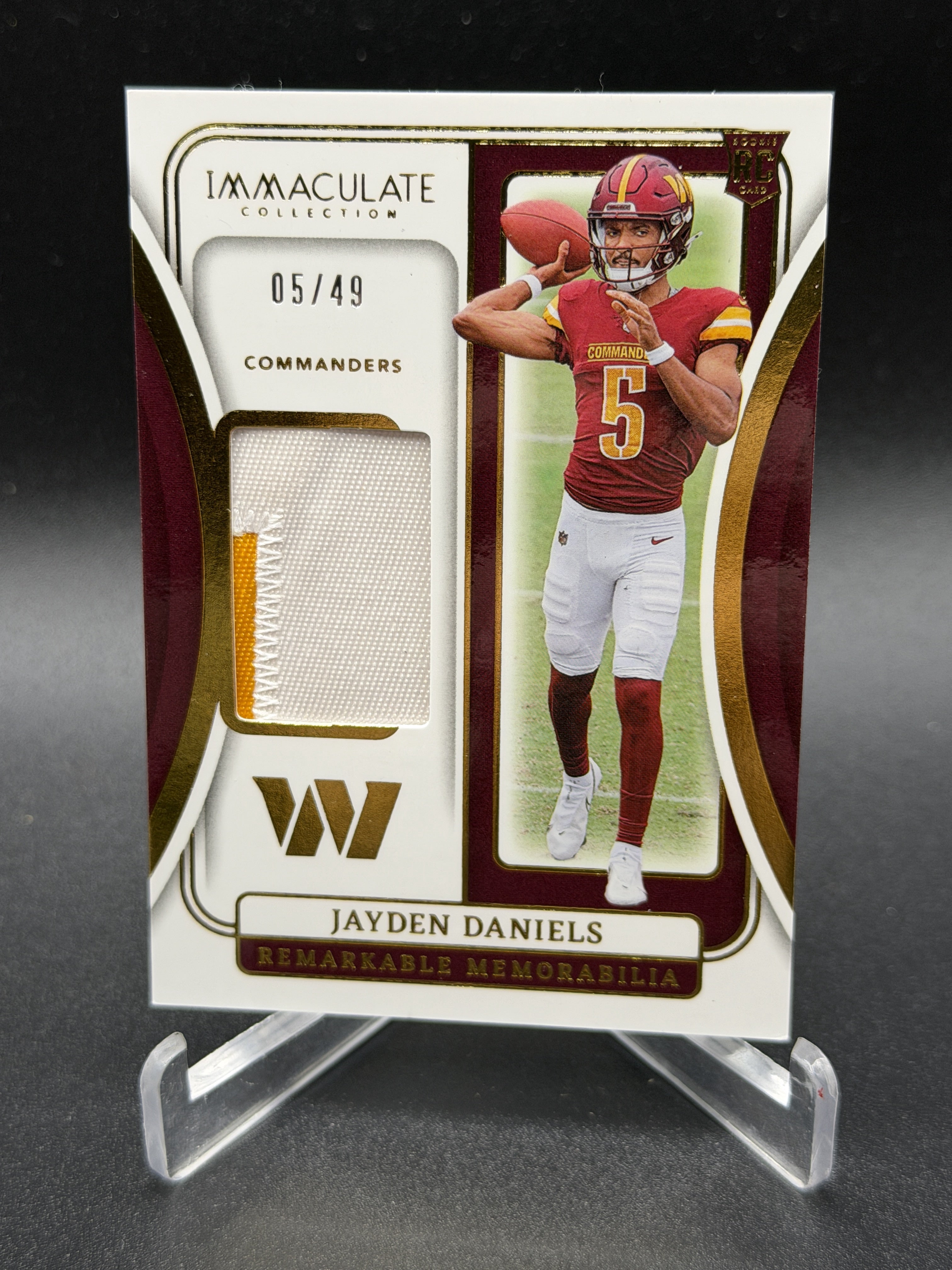 2024 Panini Immaculate #RM-JDS Jayden Daniels Remarkable Memorabilia #/49