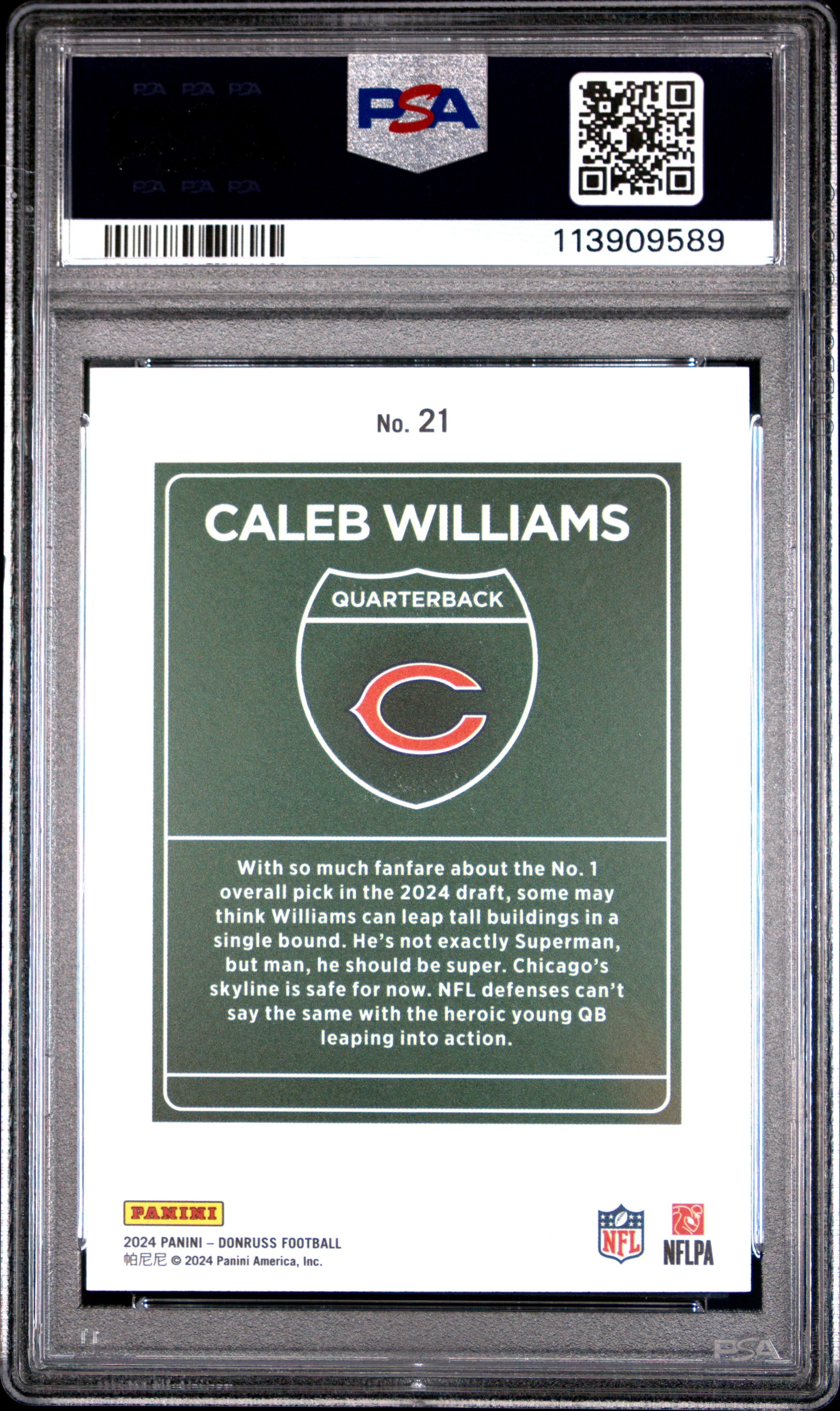 2024 Donruss #21 Caleb Williams Downtown PSA 8