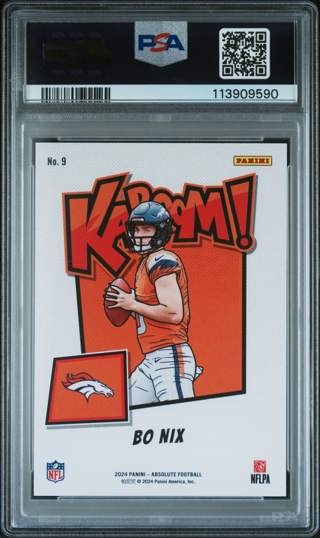 2024 Panini Absolute #9 Bo Nix Kaboom Horizontal PSA 9