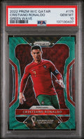 2022 Panini Prizm FIFA World Cup #175 Cristiano Ronaldo Green Wave PSA 10