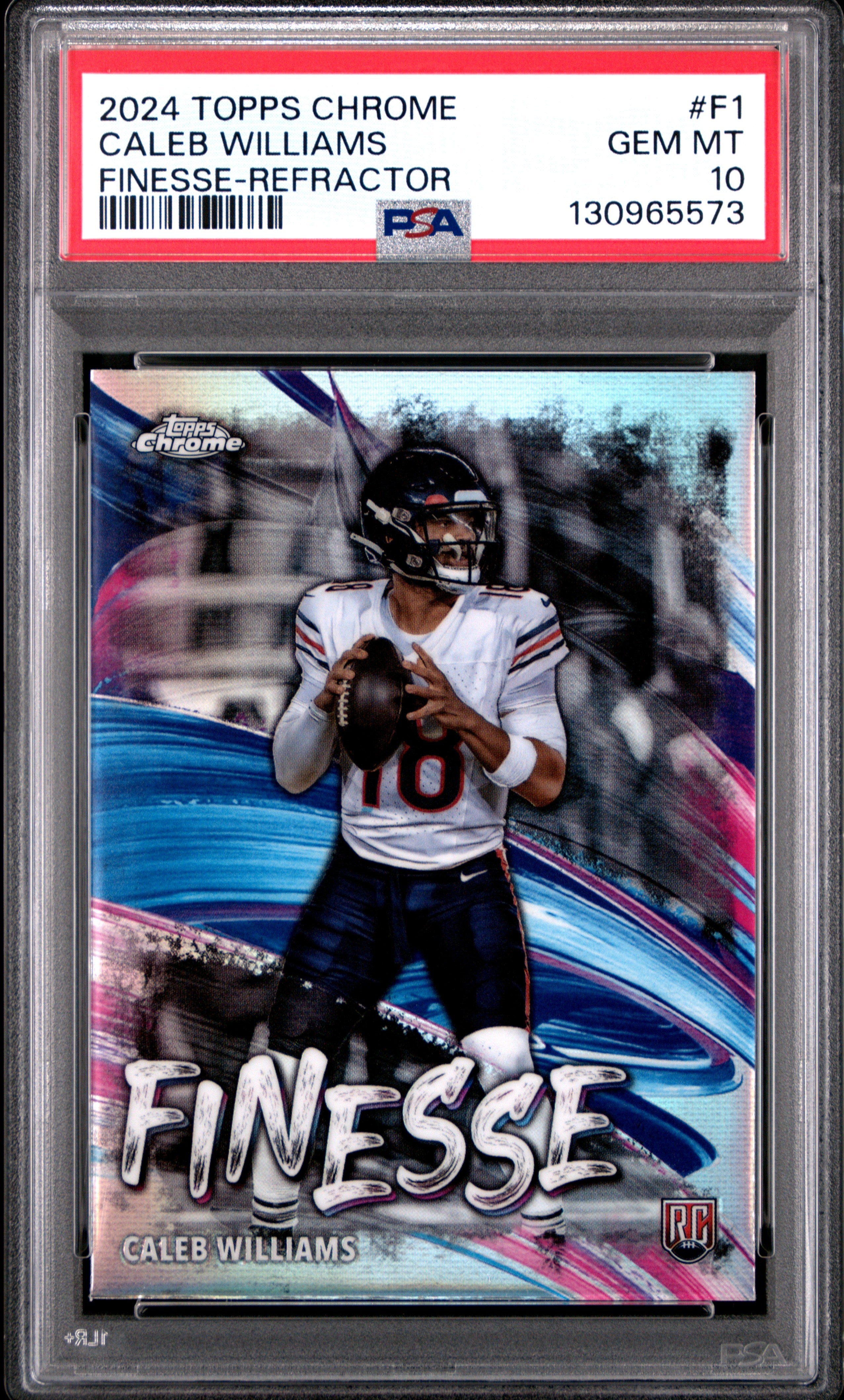2024 Topps Chrome #F-1 Caleb Williams Rookie RC Finesse Refractor PSA 10