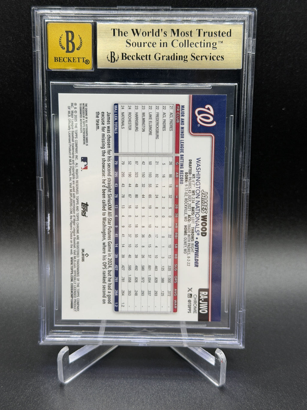 2025 Topps Chrome Logofractor Edition #RA-JWO James Wood Rookie Auto BGS 9.5