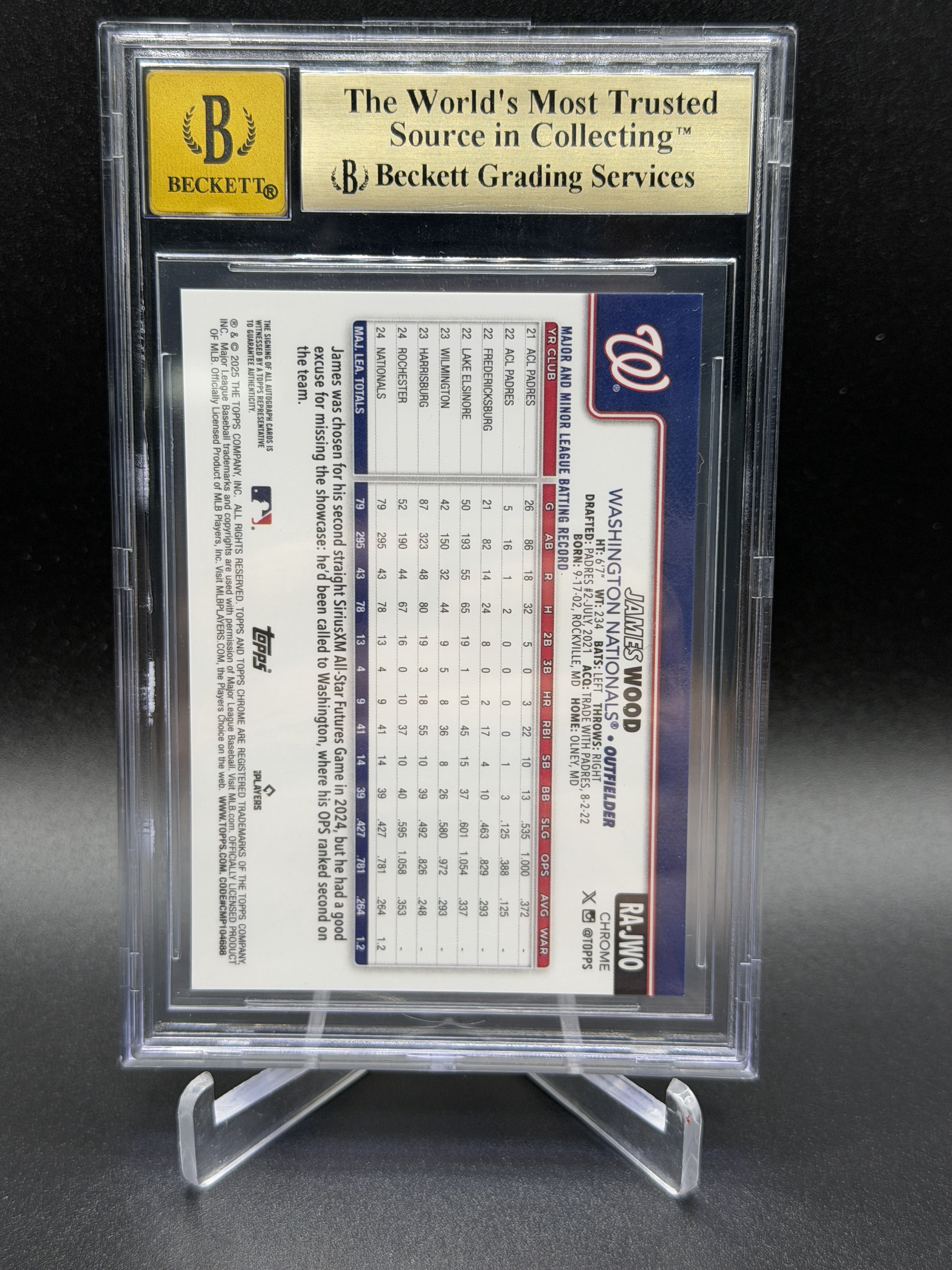 2025 Topps Chrome Logofractor Edition #RA-JWO James Wood Rookie Auto BGS 9.5