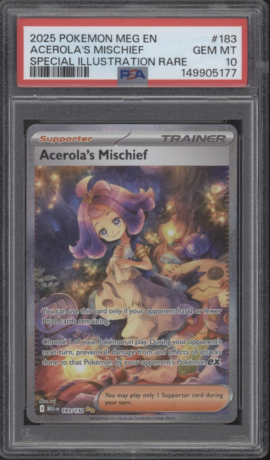 Acerola's Mischief Pokemon Mega Evolution Special Illustration Rare #183 PSA 10