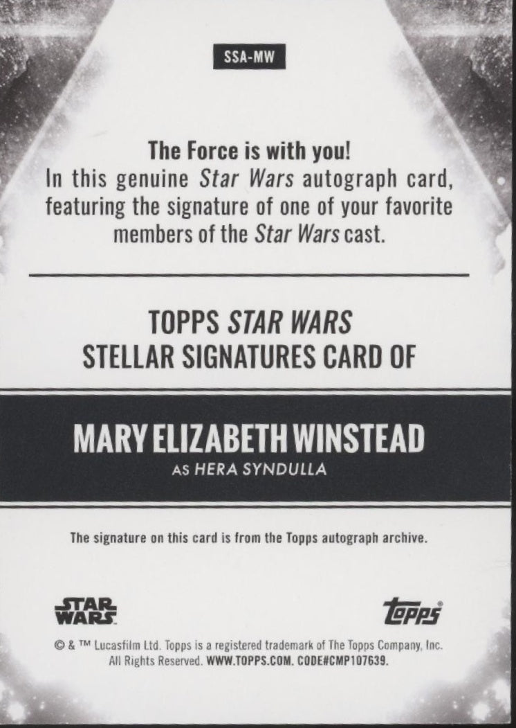 Mary Elizabeth Winstead as Her Syndulla 2025 Topps Star Wars Blue Auto 08/25