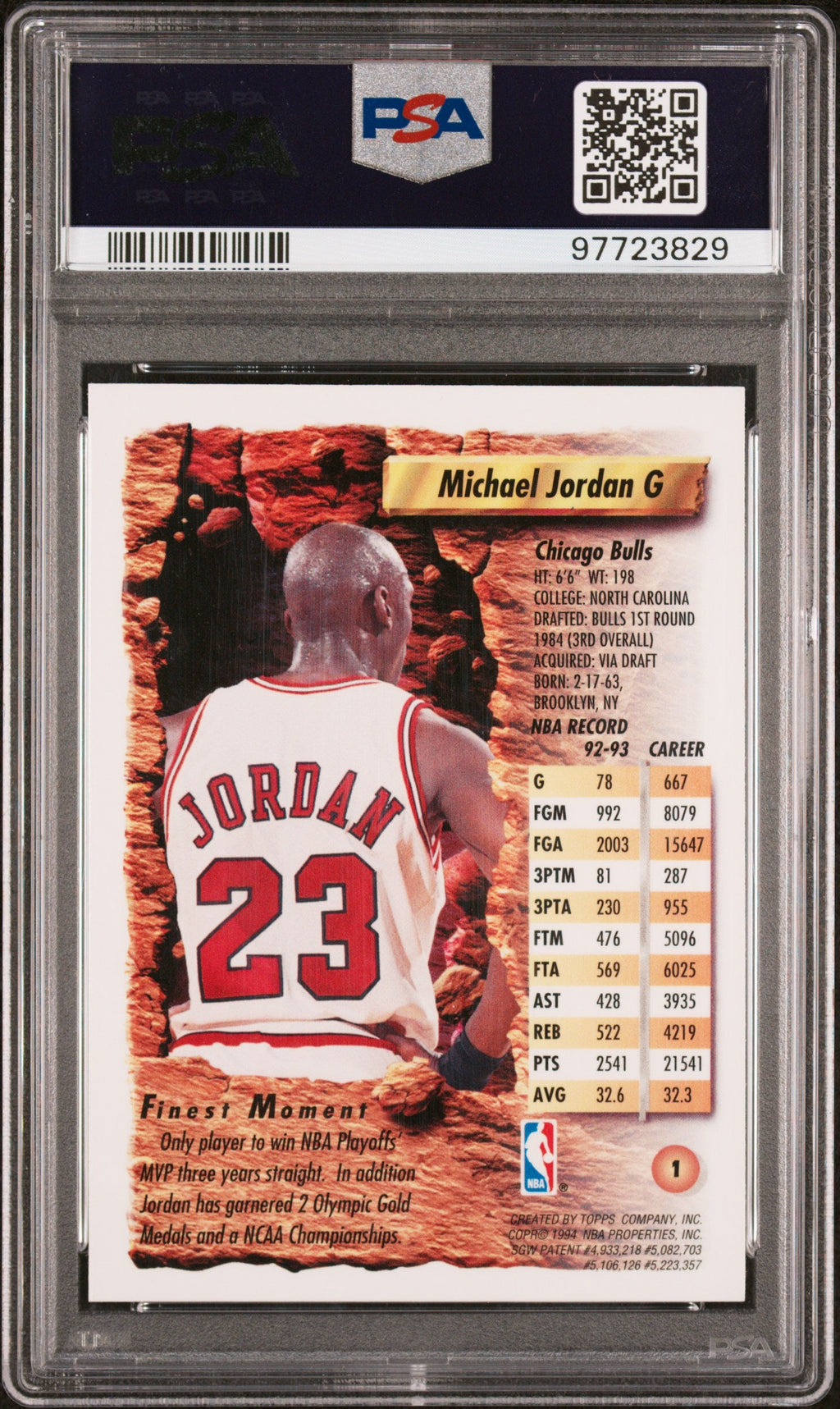 1993-94 Finest #1 Michael Jordan PSA 8