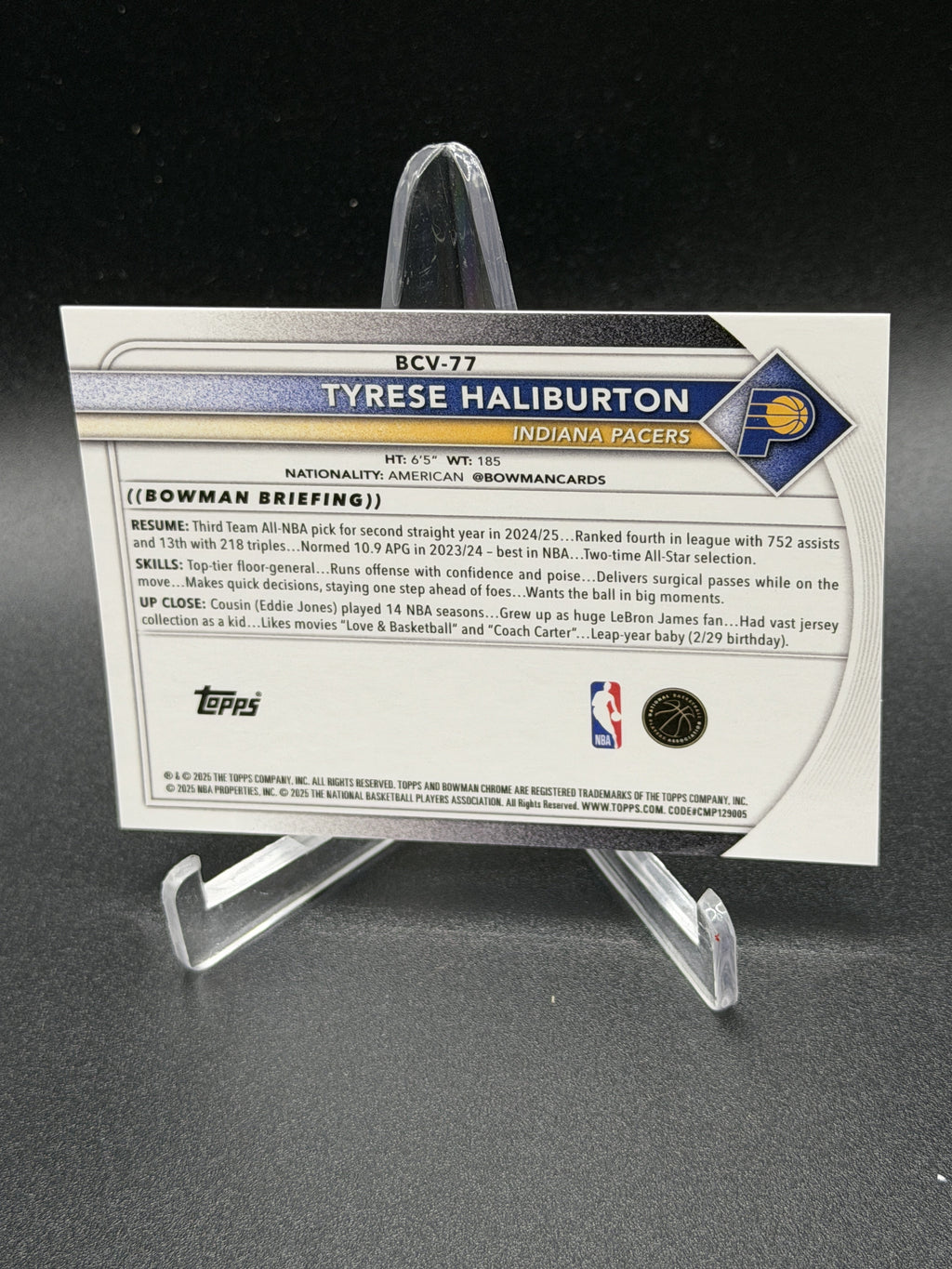 2025-26 Bowman #BCV-77 Tyrese Haliburton Chrome FireFractor #/3