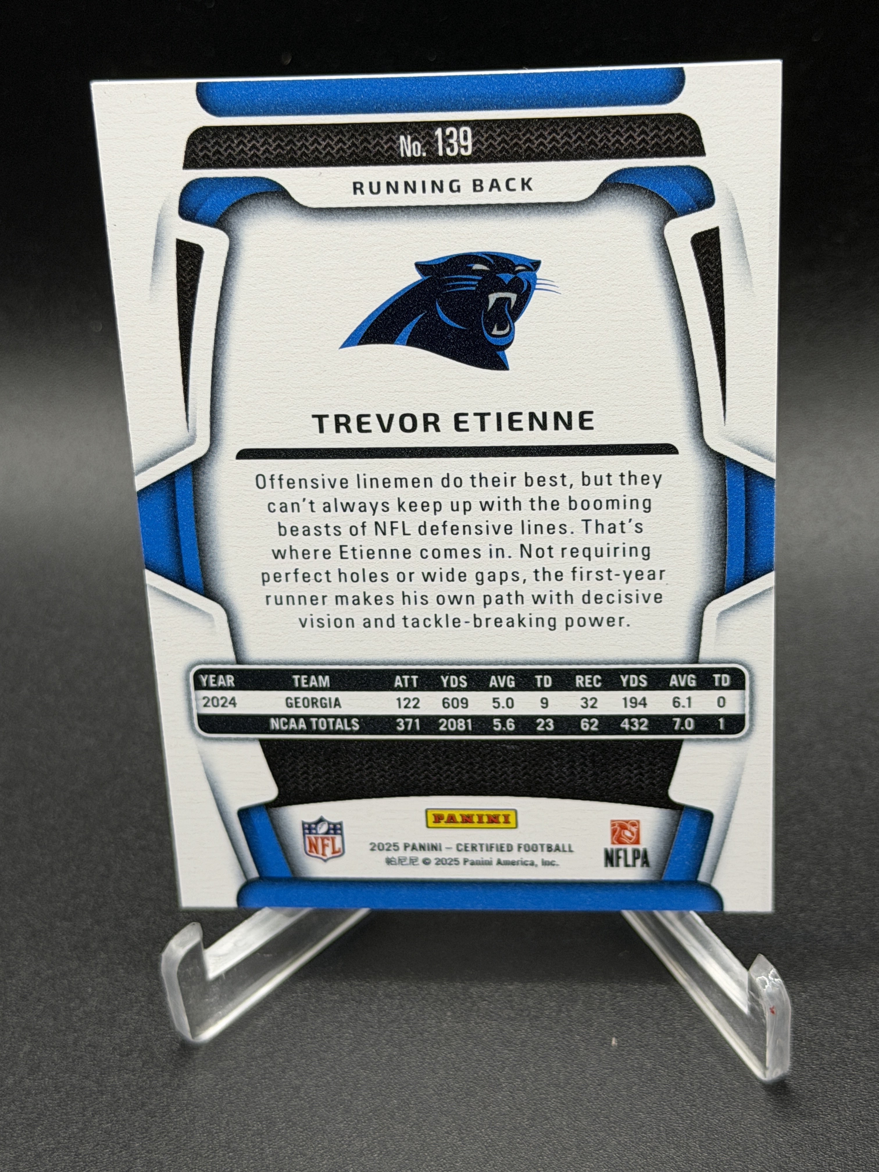 2025 Panini Certified #139 Trevor Etienne Rookie RC Mirror Black 1/1