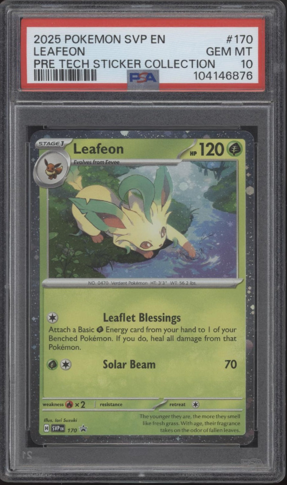 Leafeon Pokemon Prismatic Evolutions Tech Sticker Collection #170 PSA 10