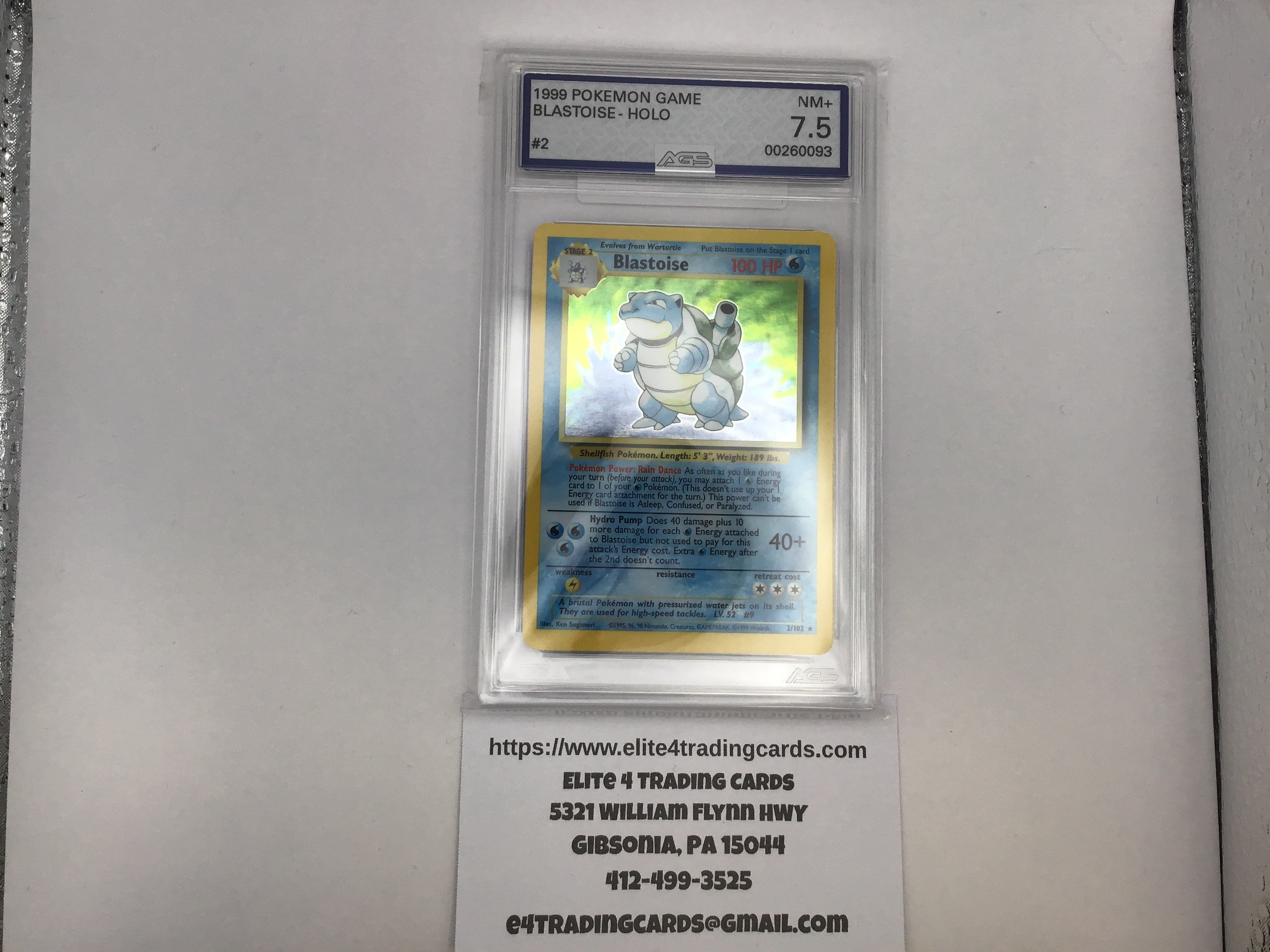 Blastoise #2 Pokemon Base Set (AGS 7.5)