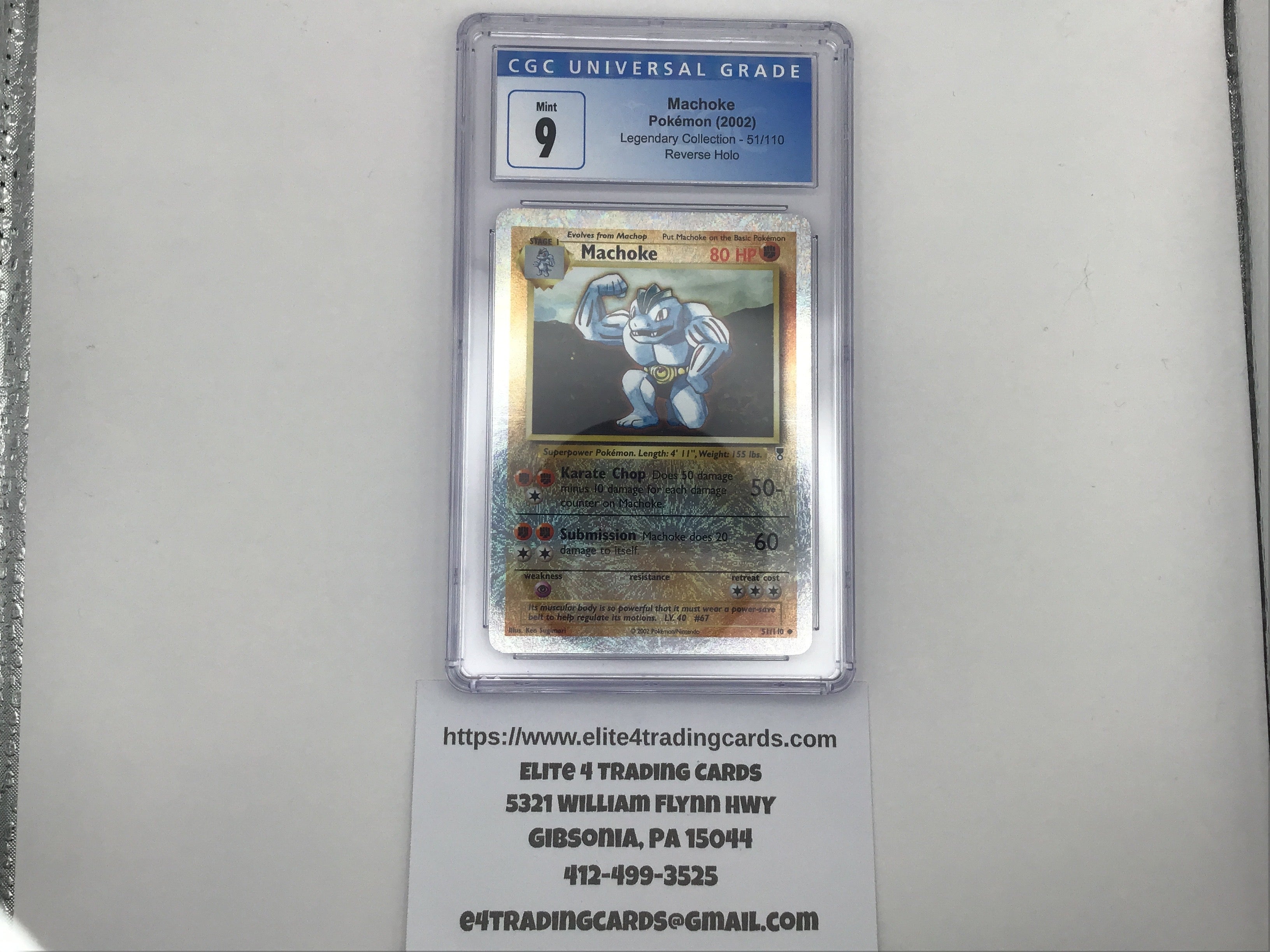 Machoke [Reverse Holo] #51 Pokemon Legendary Collection (CGC 9)