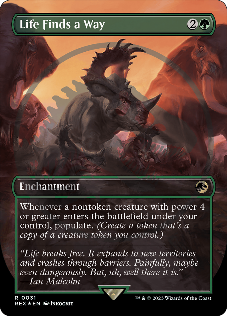 FOIL Life Finds a Way (Borderless) (Emblem) (REX-031) - Jurassic World Collection - Magic The Gathering