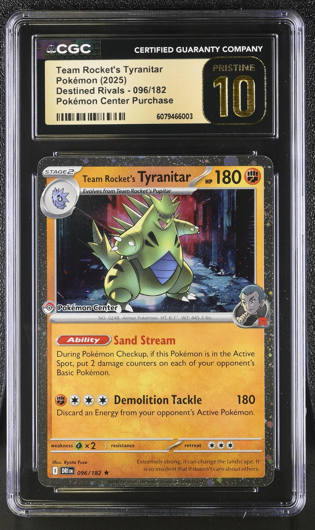 2025 Pokemon Center #096/182 Team Rocket's Tyranitar Destined Rivals CGC 10