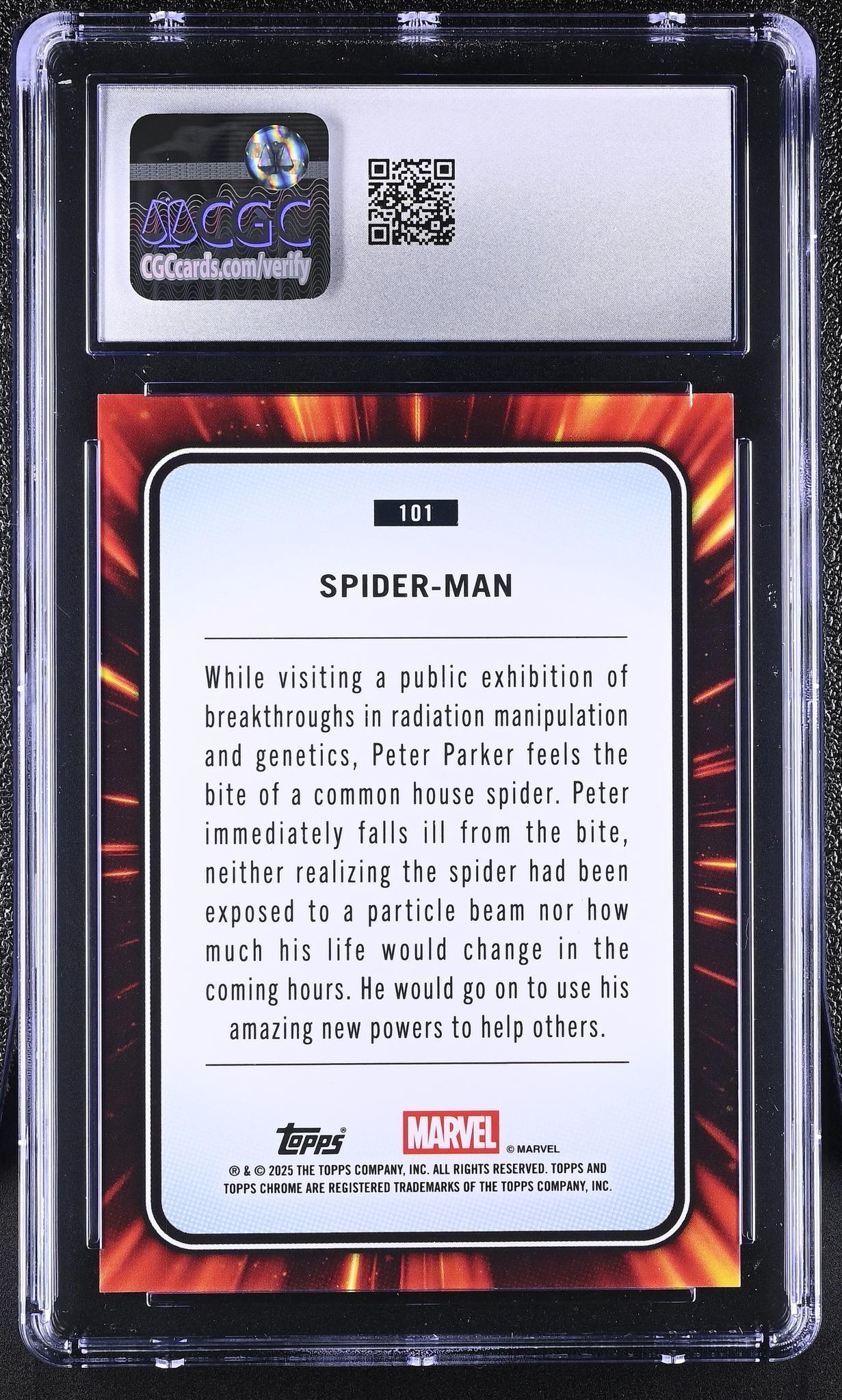 2025 Topps Chrome #101 Spider-Man /299 CGC 9