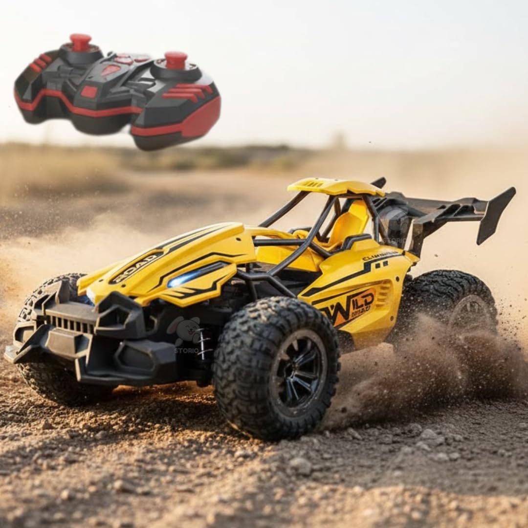Storio 1:12 Rechargeable Remote Control Racing Car | 5 Channel Rc Challenger Toy Car With Booster Spray, Lights & Usb Charger |