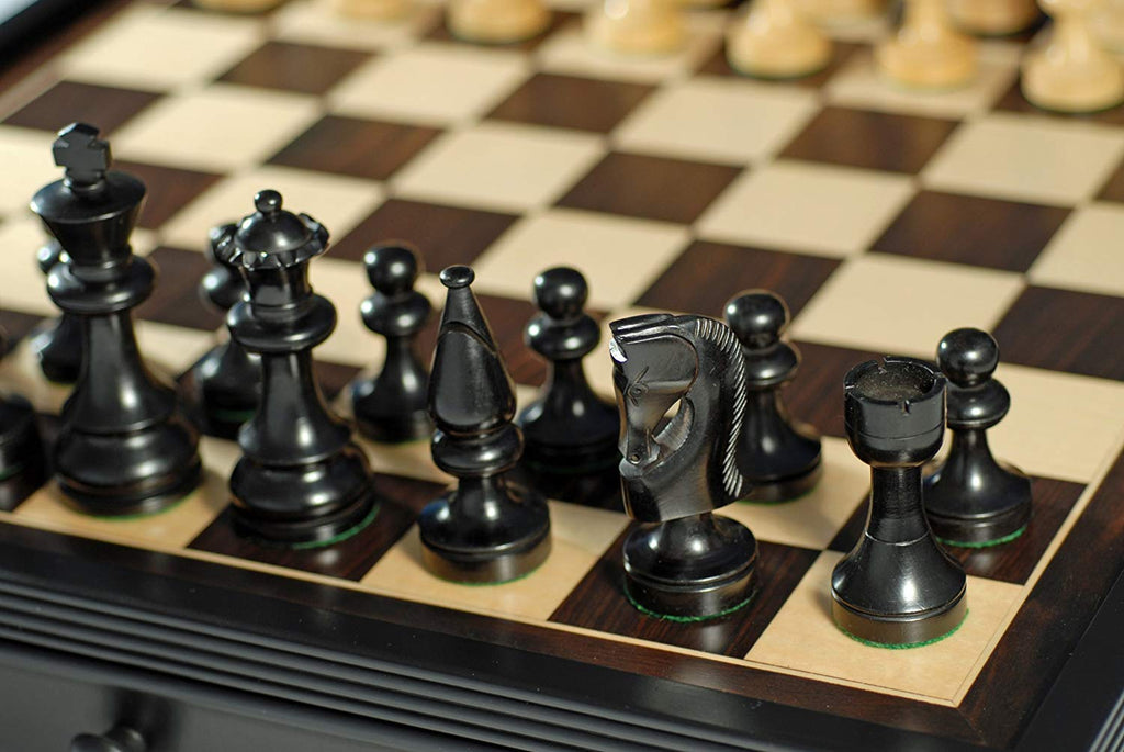 We Games Russian Style Chess & Checkers Game Set Weighted Chessmen & Wood Board - 15 In.