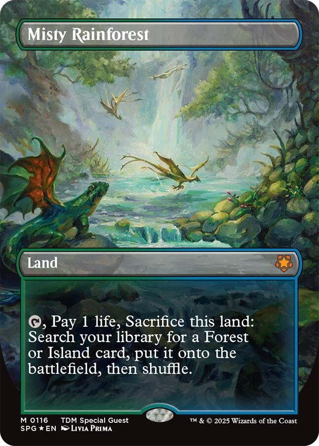 Misty Rainforest (Borderless) (Dragonscale Foil) (116) (Foil) [Special Guests]