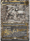 FOIL Leonardo, Sewer Samurai (Borderless) (Gold-Stamped Signature) (TMT-301) - Teenage Mutant Ninja Turtles - Magic The Gathering