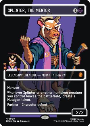 FOIL Splinter, the Mentor (0089) (Borderless) (Surge Foil) (TMC-089) - Commander: Teenage Mutant Ninja Turtles - Magic The Gathering