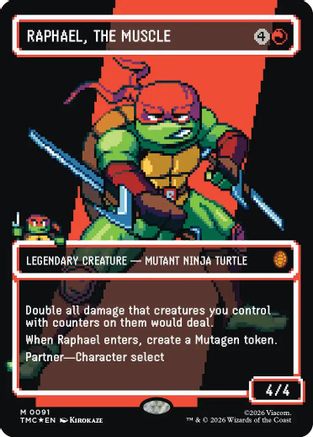 FOIL Raphael, the Muscle (0091) (Borderless) (Surge Foil) (TMC-091) - Commander: Teenage Mutant Ninja Turtles - Magic The Gathering