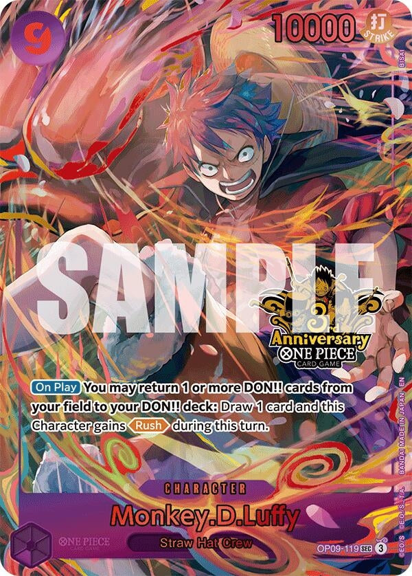 Monkey.D.Luffy (Japanese Version 3rd Anniversary Set) (OP09-119) (Foil) [One Piece Promotion Cards]