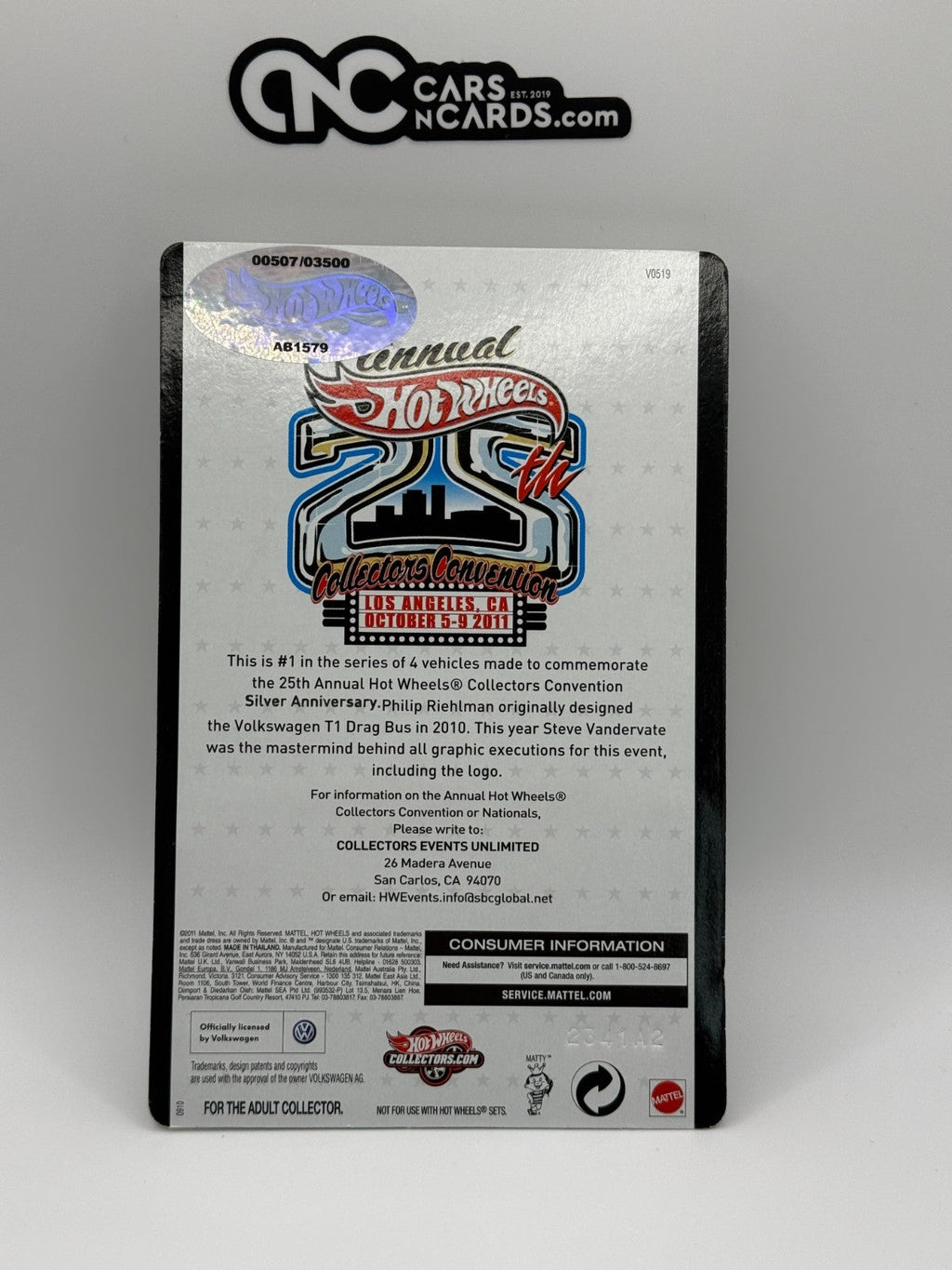 2011 Hot Wheels 25th Annual Collectors Convention LA Volkswagen T1 Drag Bus