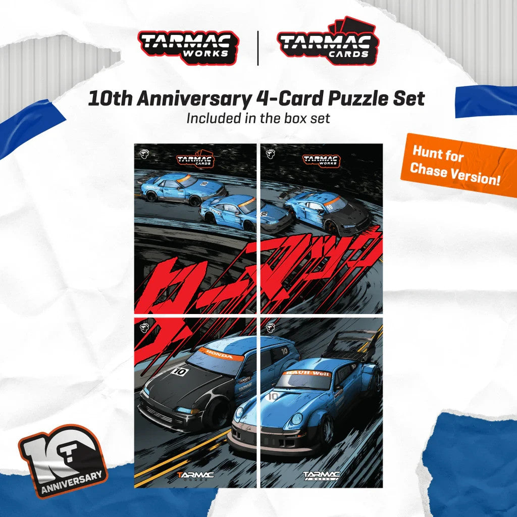 TARMAC WORKS 1:64 Tarmac Works 10th Anniversary Box Set 5 Cars + Trading Cards