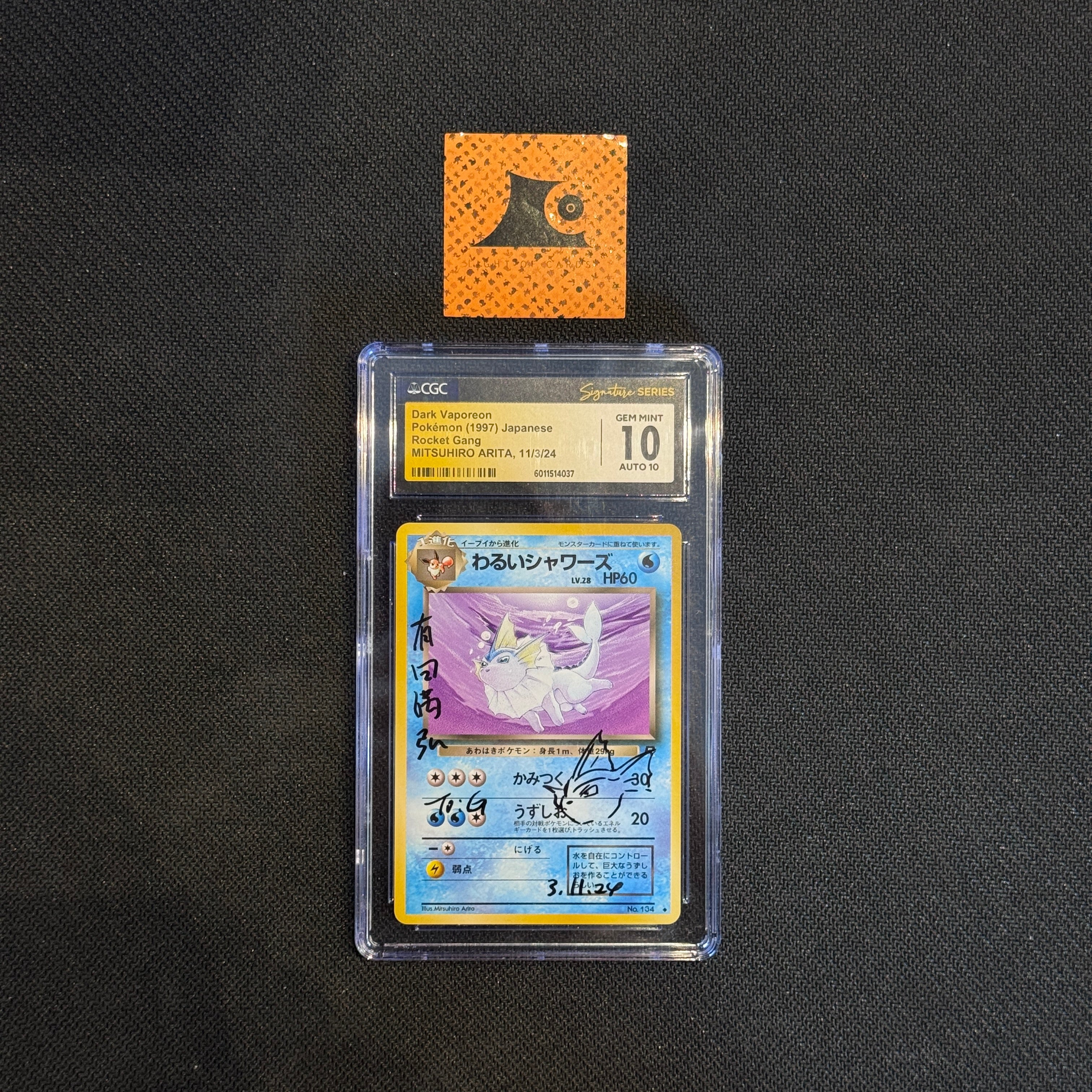 [CGC 10] - Pokémon TCG - Mitsuhiro Arita - Dark Vaporeon - 1997 - 134 - Japanese