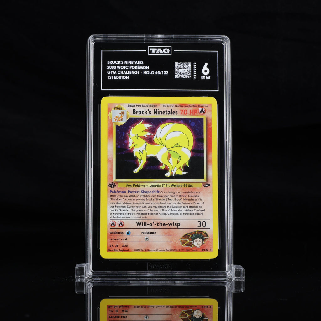 Tag 6 EX-NM - Brock's Ninetales - 3/132 - 1st Edition