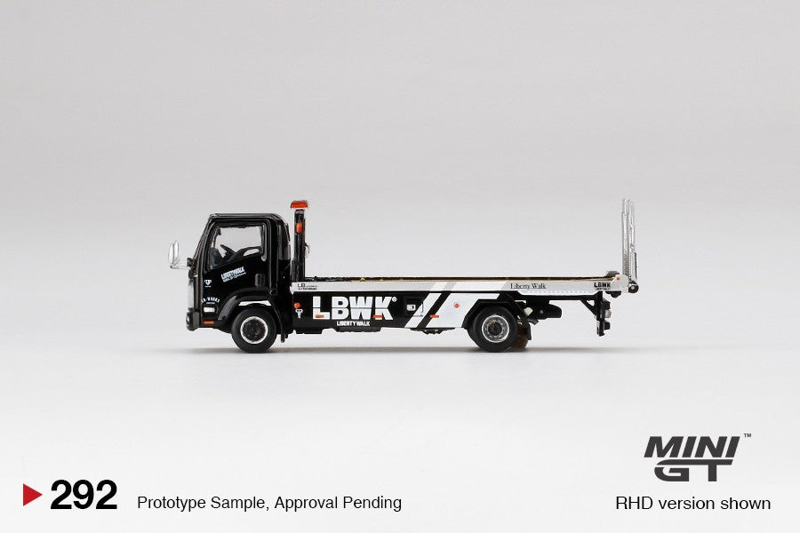 Mini GT #292 Isuzu N-Series Vehicles Flatbed Car Transport LBWK Black 1:64