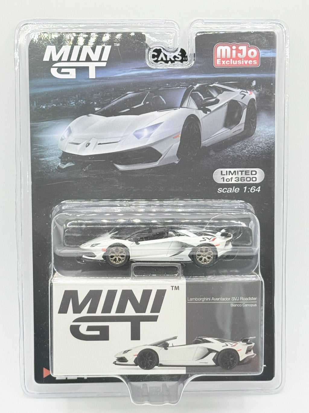 Mini GT 1:64 Lamborghini Aventador SVJ Roadster Bianco Canopus RARE CHASE #224
