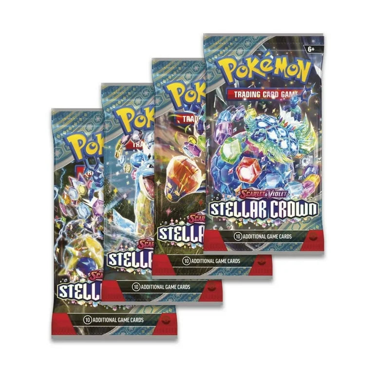 Pokémon-Sammelkartenspiel Karmesin & Purpur Stellar Crown – 8 Boosterpacks
