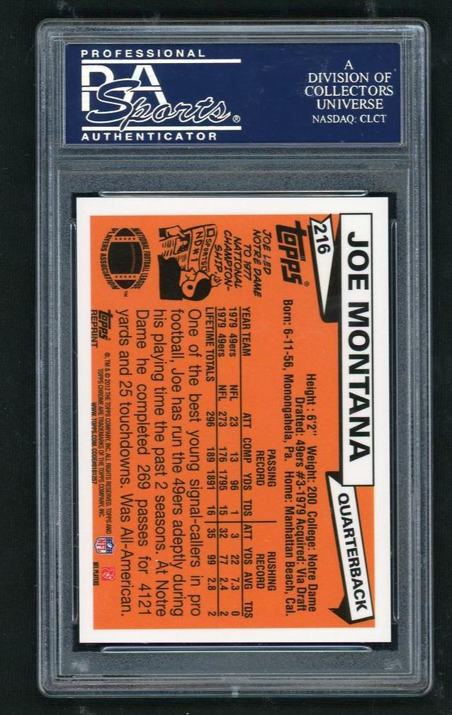 2012 Topps Chrome Rookie Reprint Joe Montana #216 PSA 10