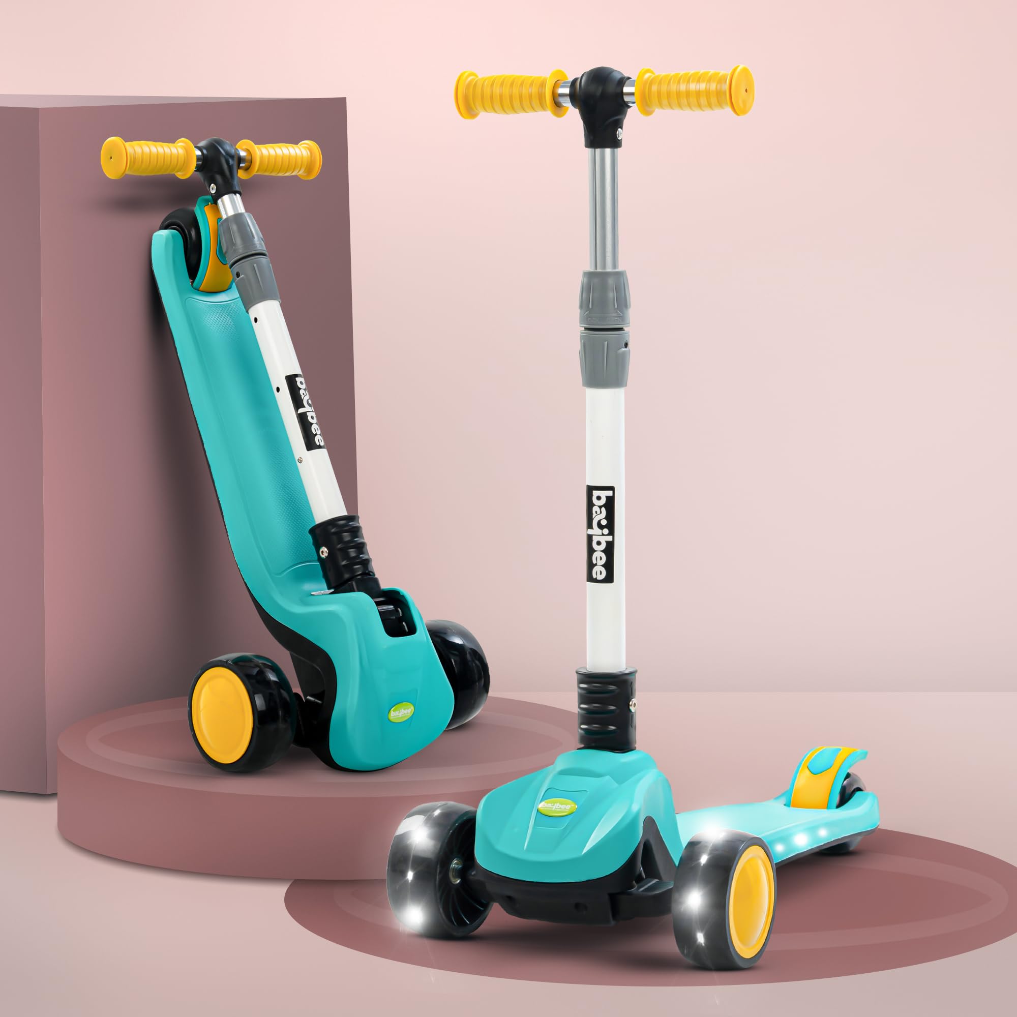Baybee Phantom Baby Kick Scooter For Kids, Foldable Skate Scooter With 3 Height Adjustable & Music | Kids Scooters With Led Pu W