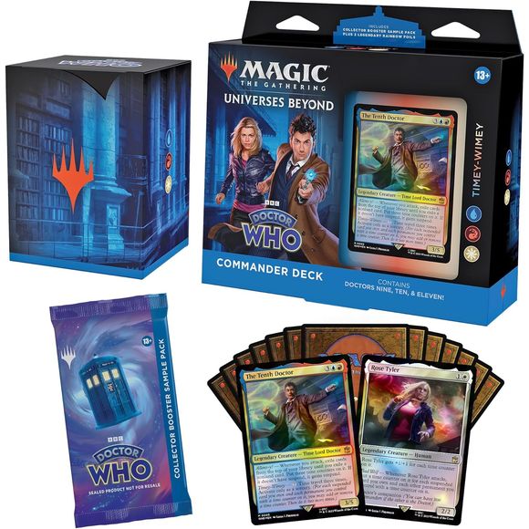 Magic The Gathering Doctor Who Commander Deck – Timey-Wimey (100-Card Deck, 2-Card Collector Booster Sample Pack + Accessories)