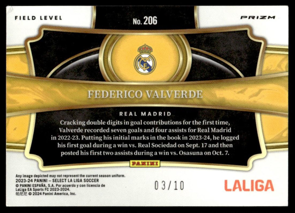 2023 Panini Select 206 Federico Valverde Prizm /10 Real Madrid