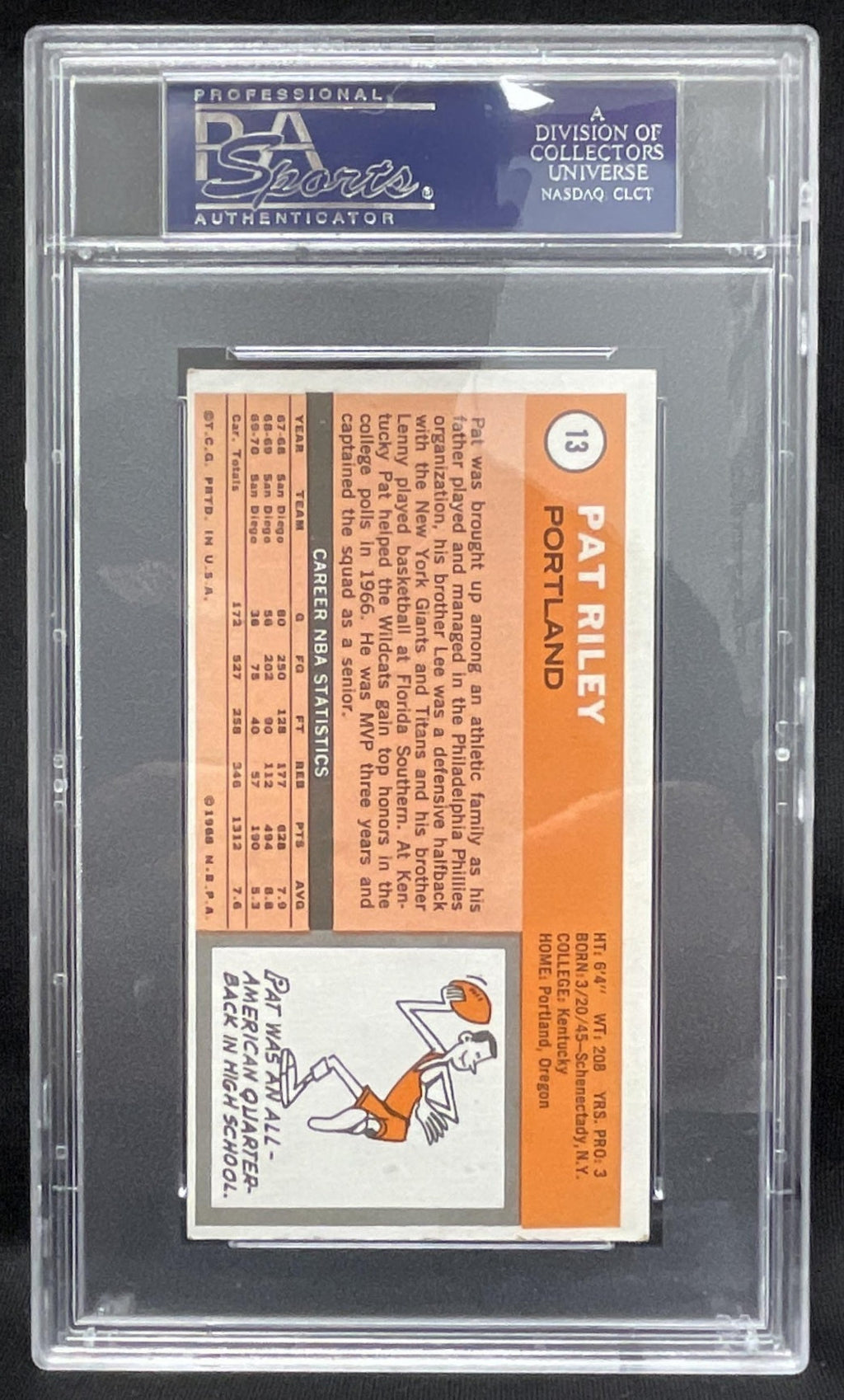 1970-71 Topps #13 Pat Riley RC PSA 7