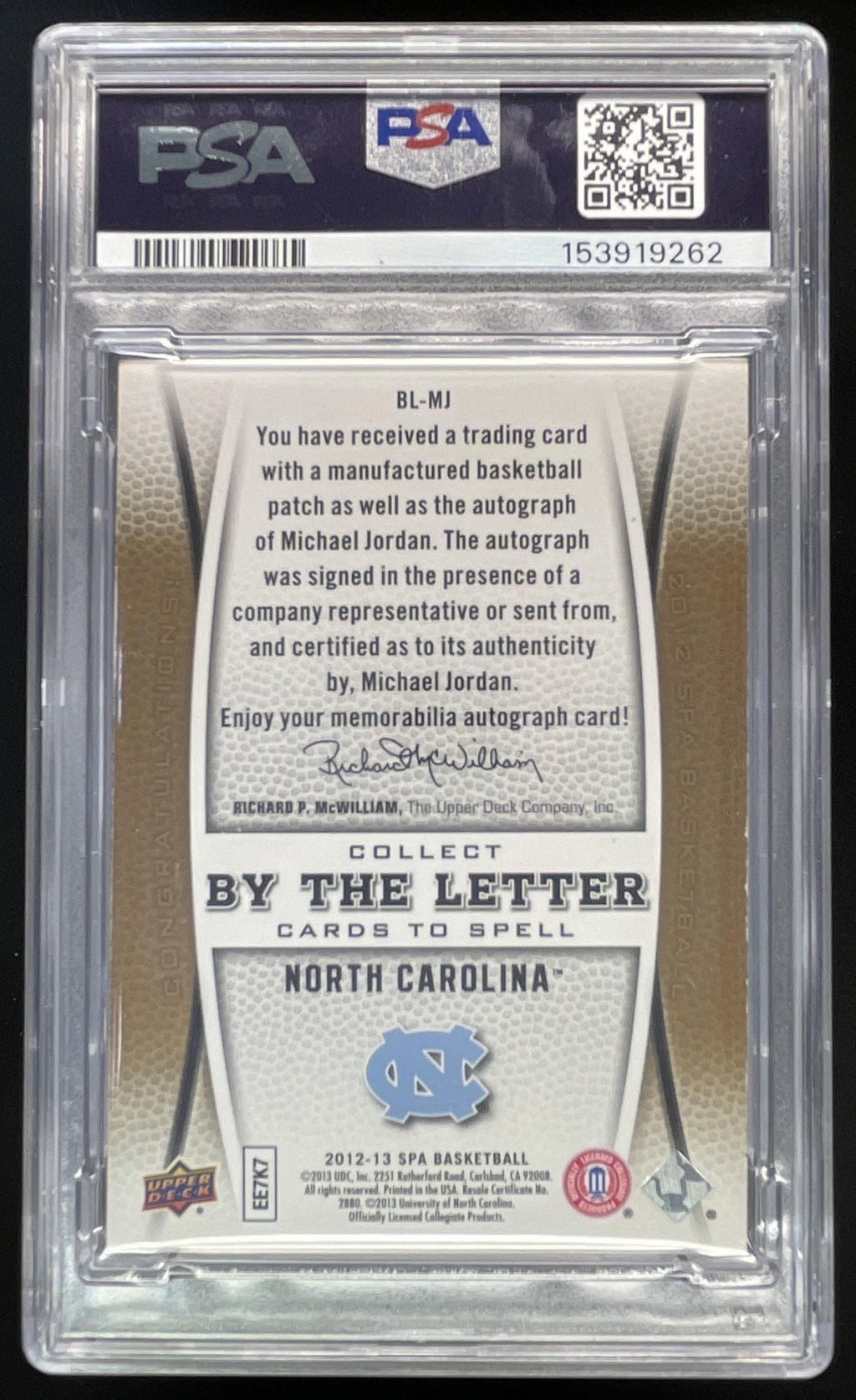 2012-13 SP Authentic By the Letter #BL-MJ Michael Jordan Auto /23 PSA Authentic