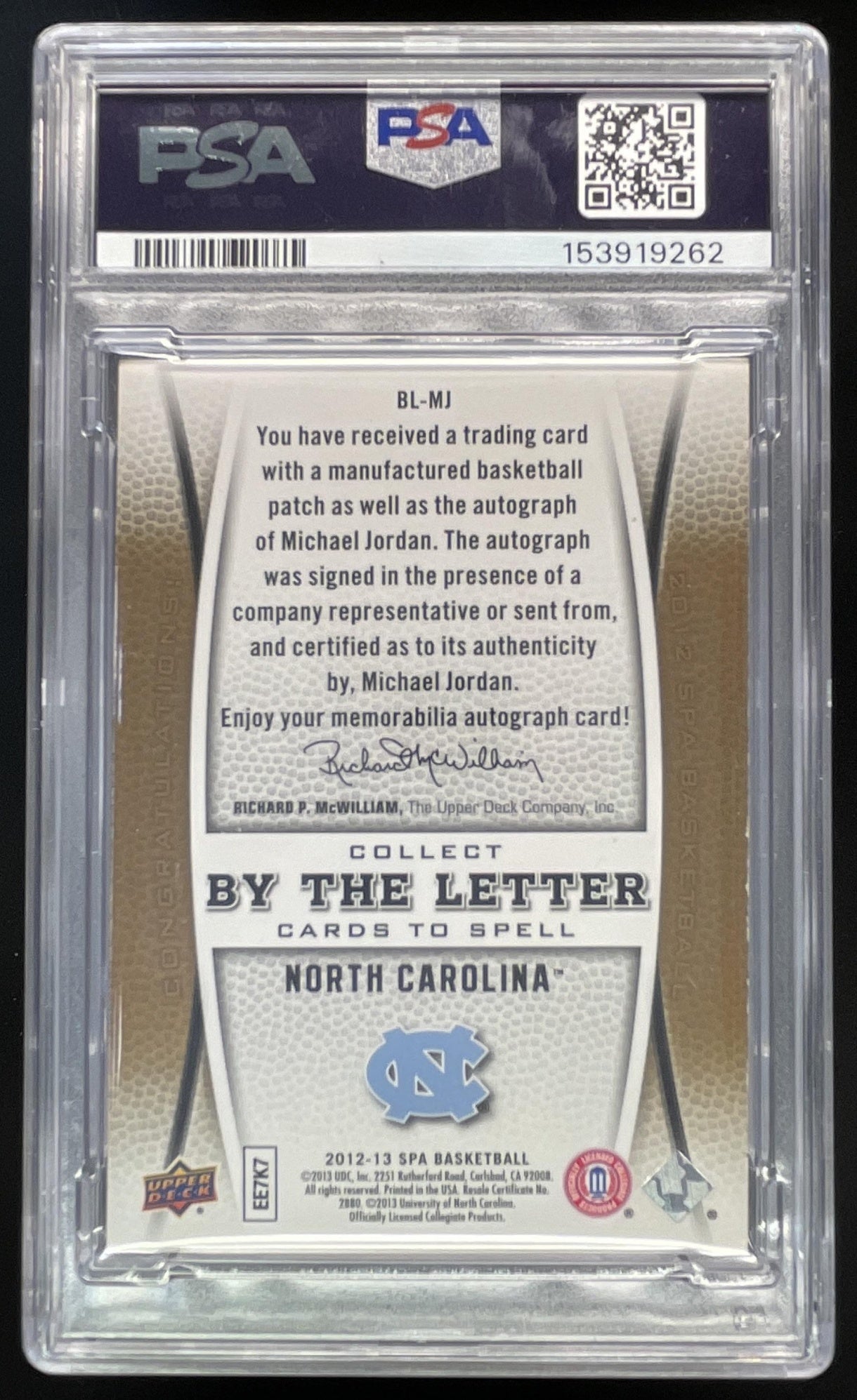 2012-13 SP Authentic By the Letter #BL-MJ Michael Jordan Auto /23 PSA Authentic