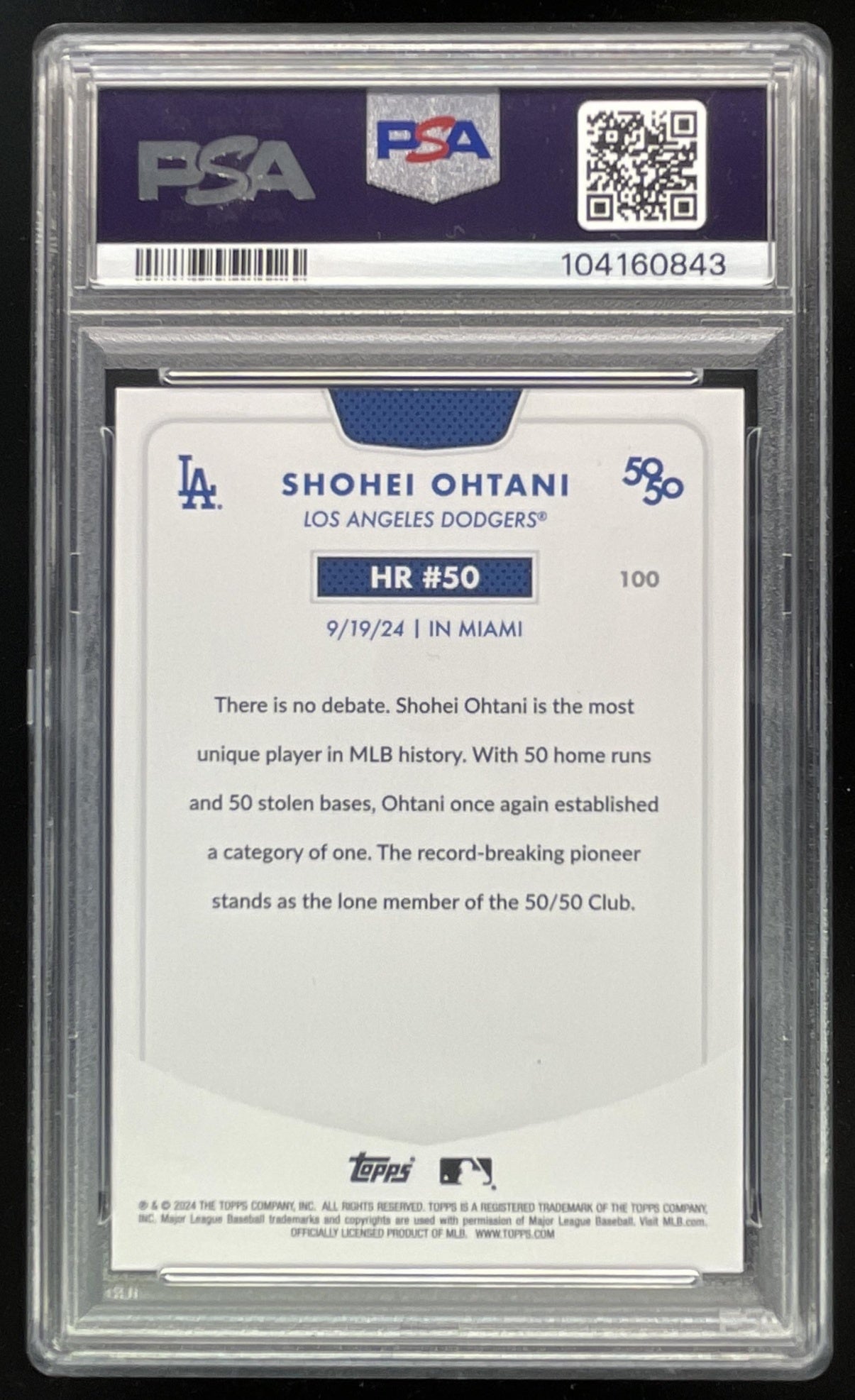 2024 Topps 50/50: Shohei Ohtani #100 Shohei Ohtani PSA 10