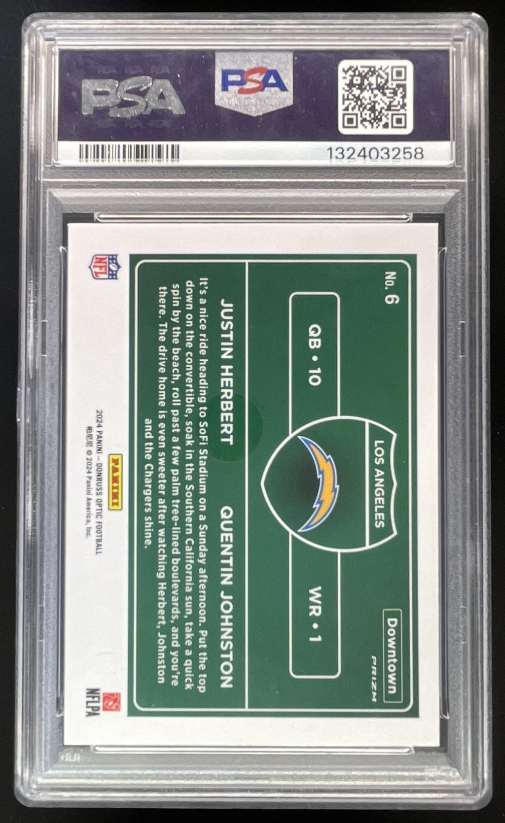 2024 Donruss Optic Downtown Duos #6 Justin Herbert Quentin Johnston SSP PSA 9