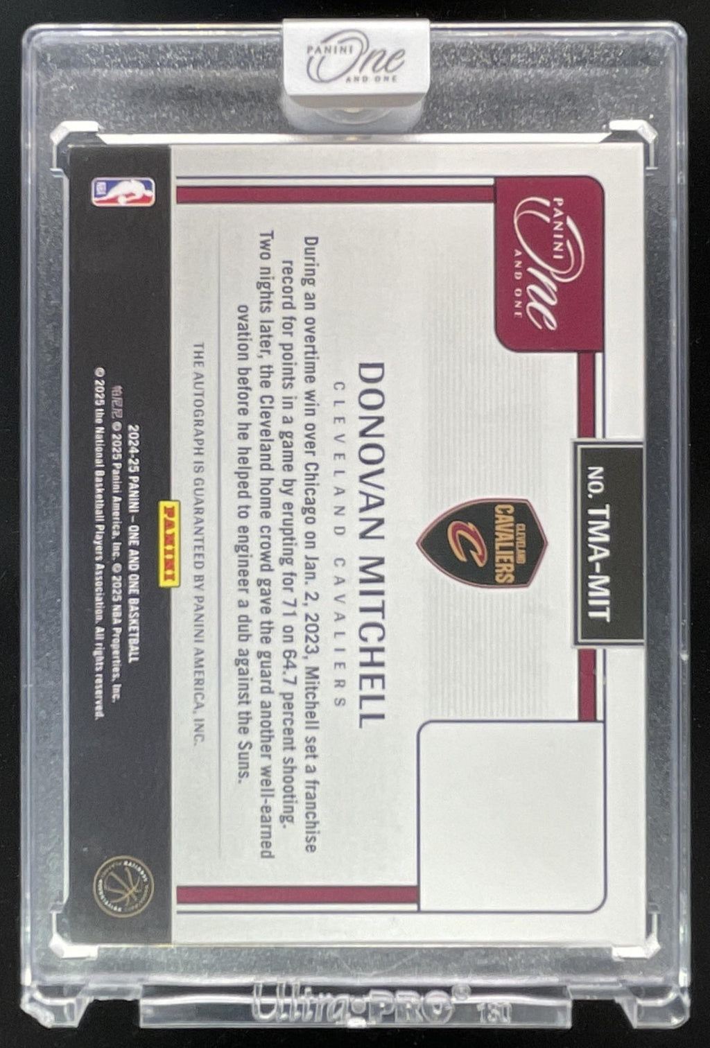 2024-25 Panini One and One Timeless Moments Purple #5 Donovan Mitchell Auto /35